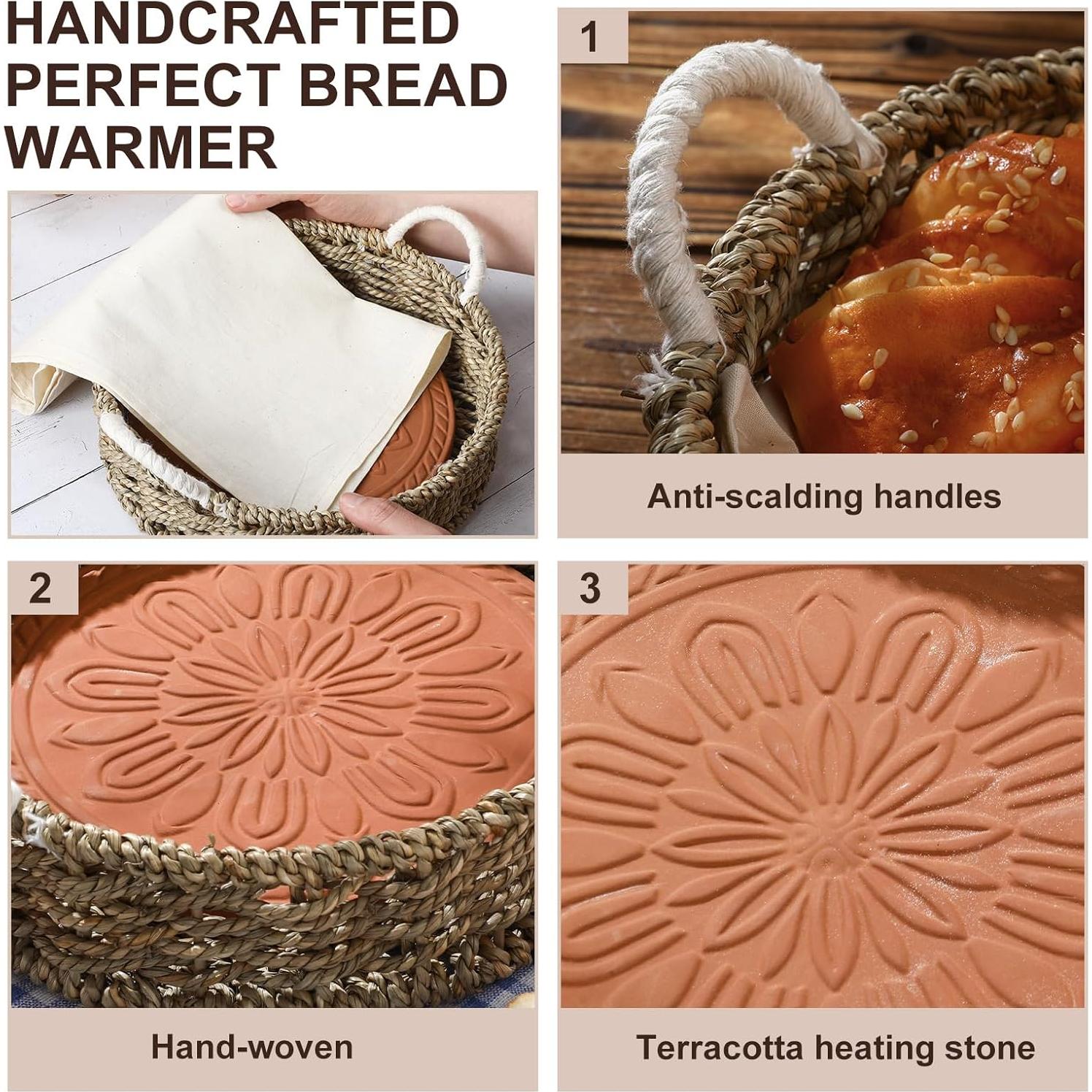 Cesta de Pan Tejida a Mano Teenyyou 24 cm con Calentador de Tortilla