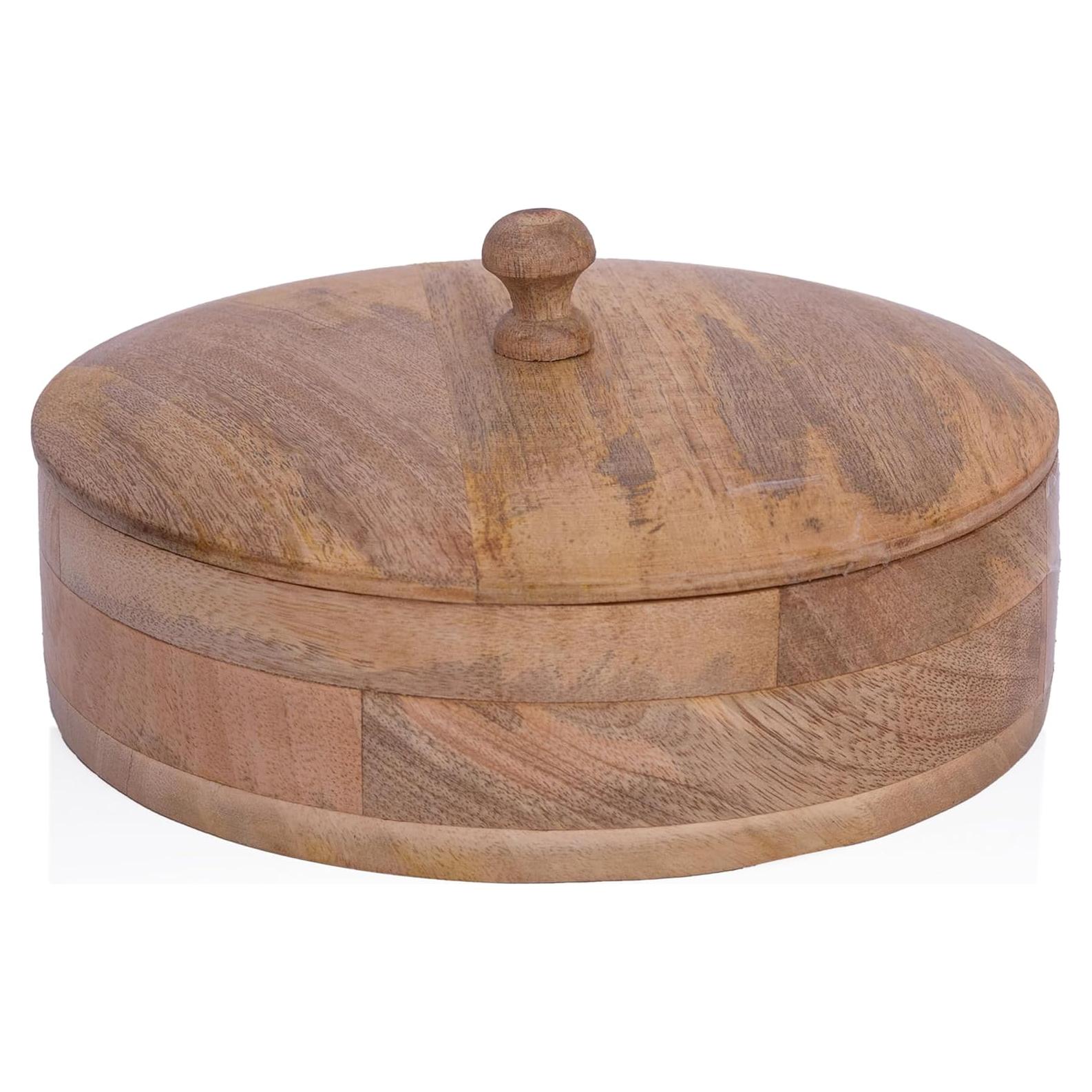 Cesta Calentadora de Tortillas de Madera Hecha a Mano 22.86 cm