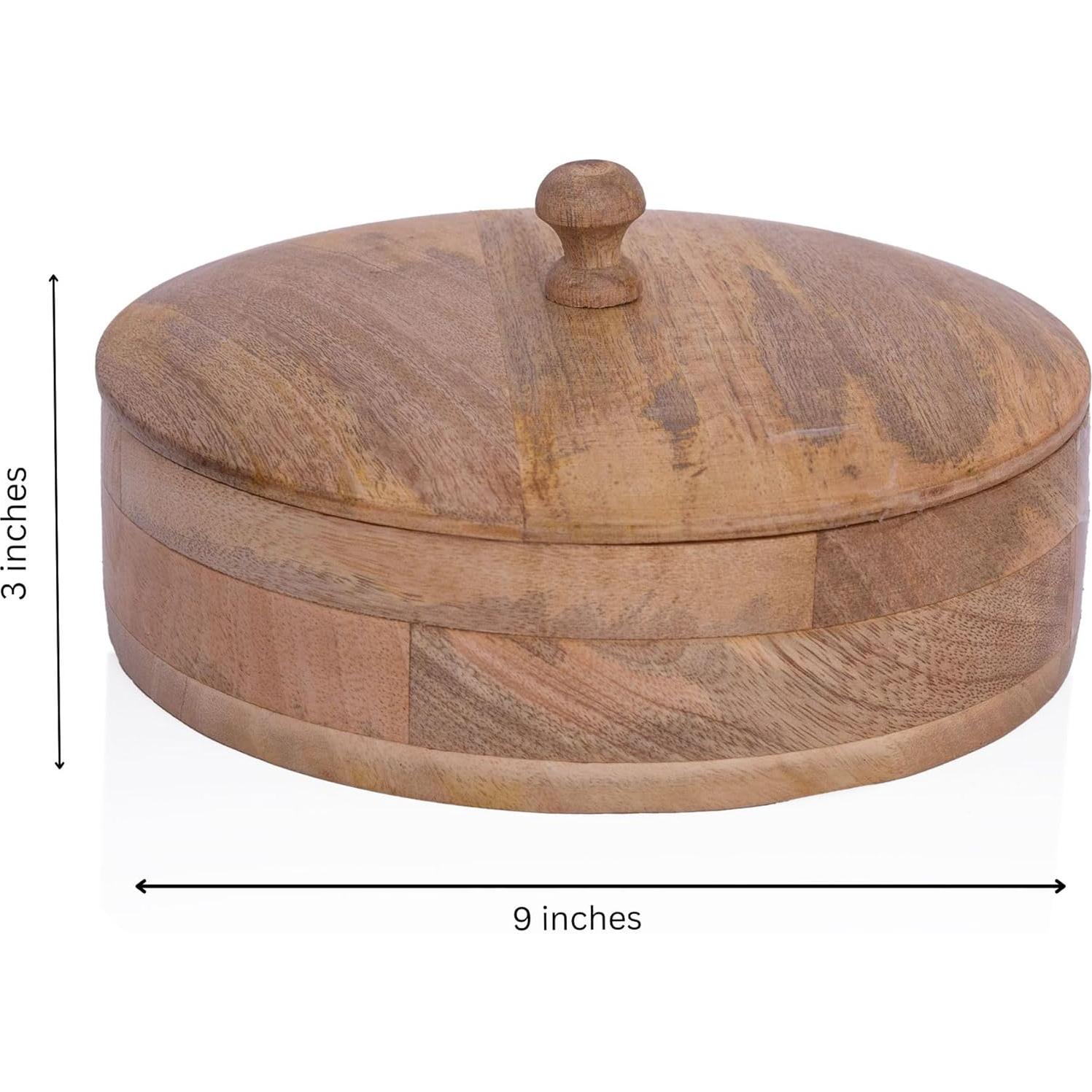 Cesta Calentadora de Tortillas de Madera Hecha a Mano 22.86 cm