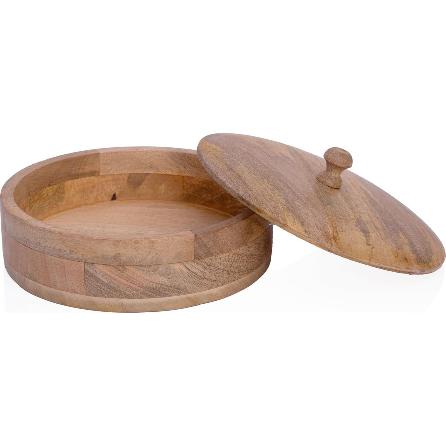 Cesta Calentadora de Tortillas de Madera Hecha a Mano 22.86 cm