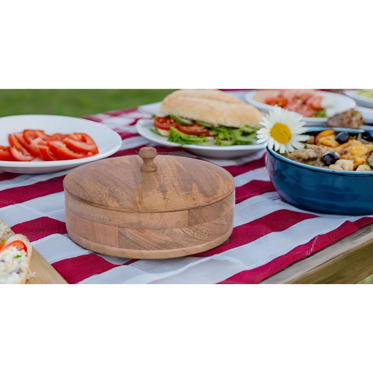 Cesta Calentadora de Tortillas de Madera Hecha a Mano 22.86 cm