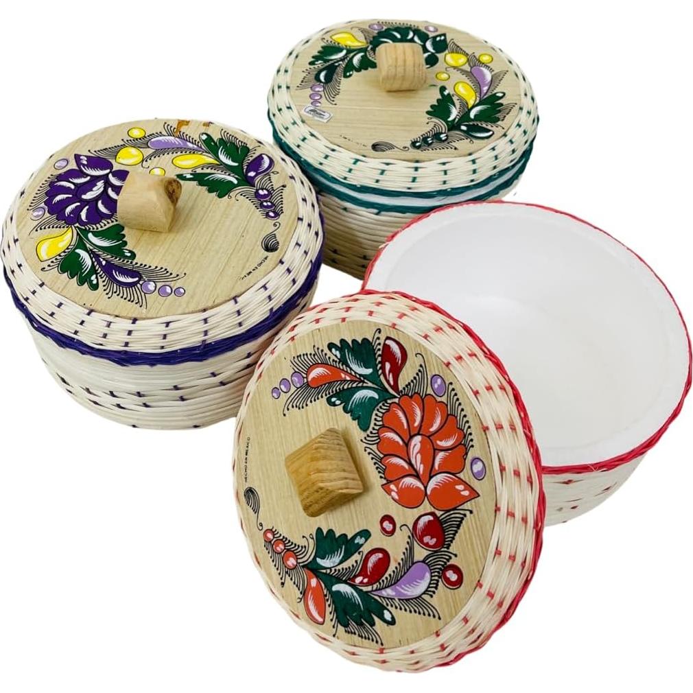 Cesta para Tortillas Mexicana Leos Imports - Paja y Espuma 20cm