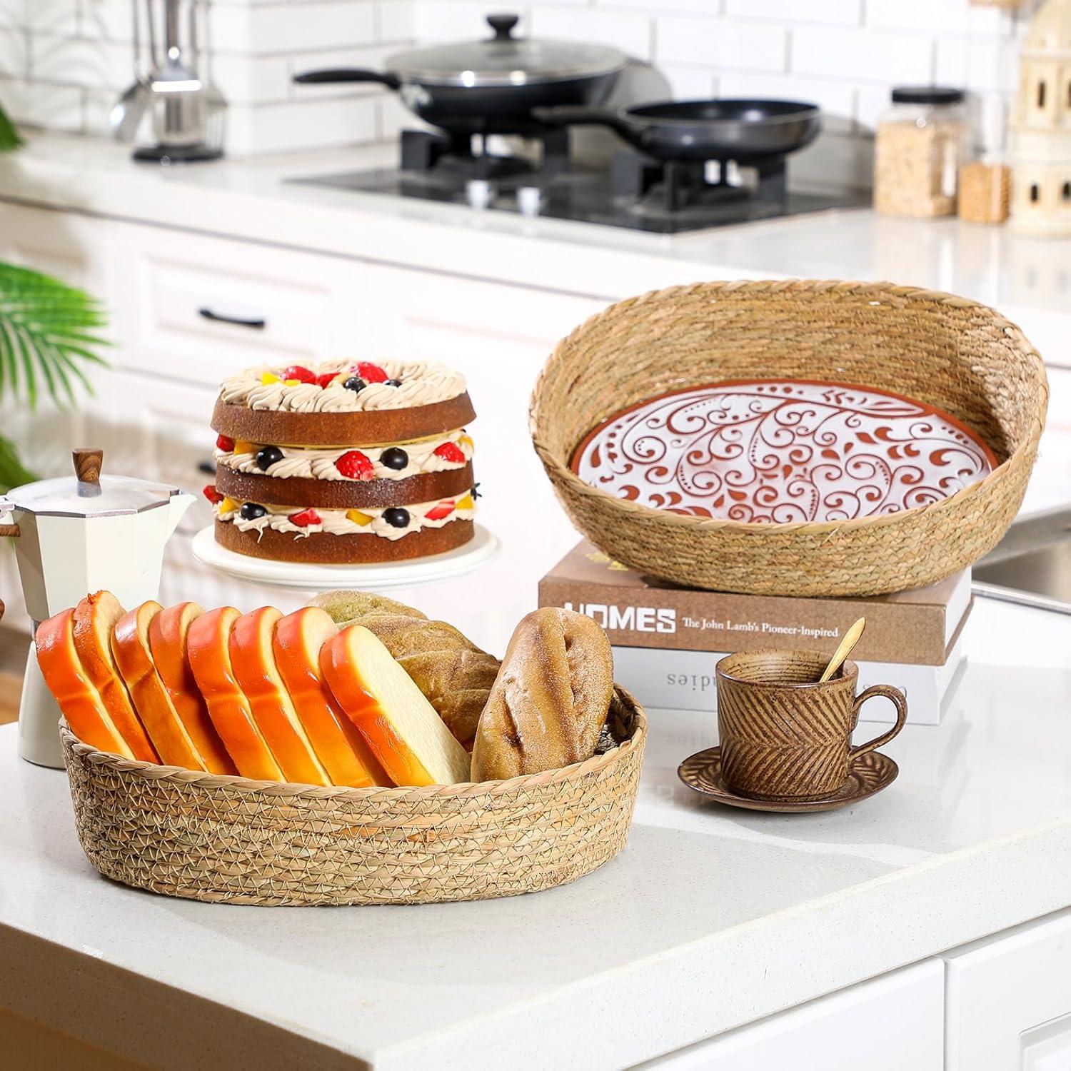 Set de 2 Cestas Calentadoras de Pan Qinyoung con Piedra 31.7x21.6cm