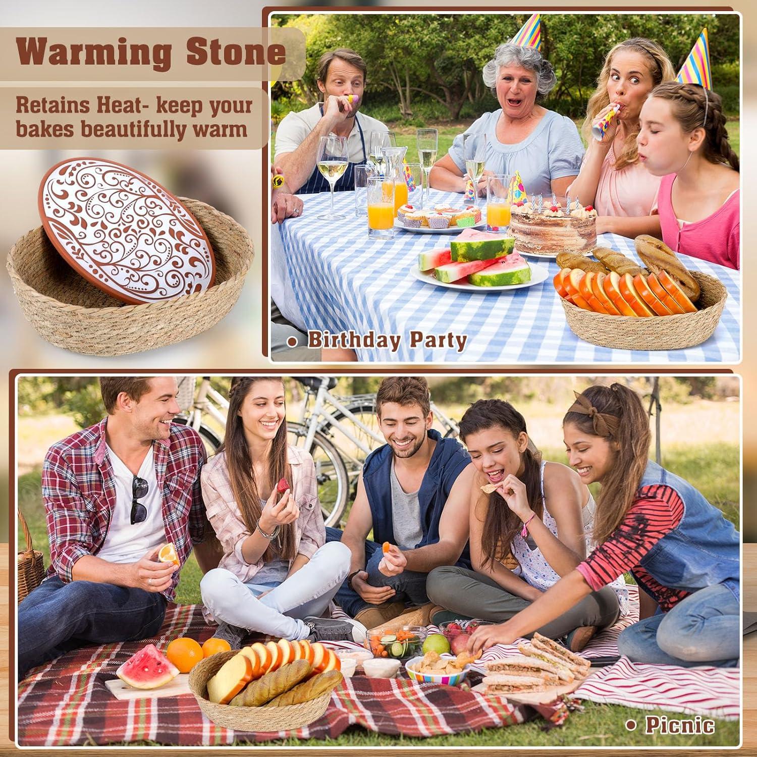 Set de 2 Cestas Calentadoras de Pan Qinyoung con Piedra 31.7x21.6cm