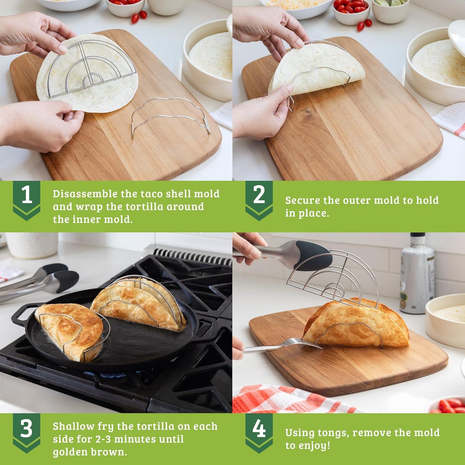 Molde de Conchas de Taco Chef Tacos - Set de 2, Acero Inoxidable