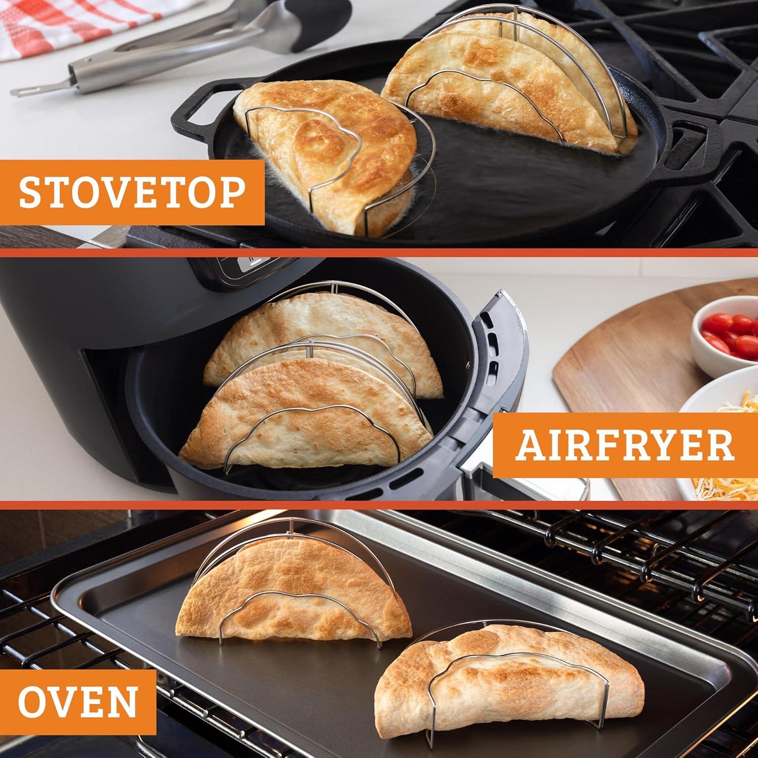 Molde de Conchas de Taco Chef Tacos - Set de 2, Acero Inoxidable