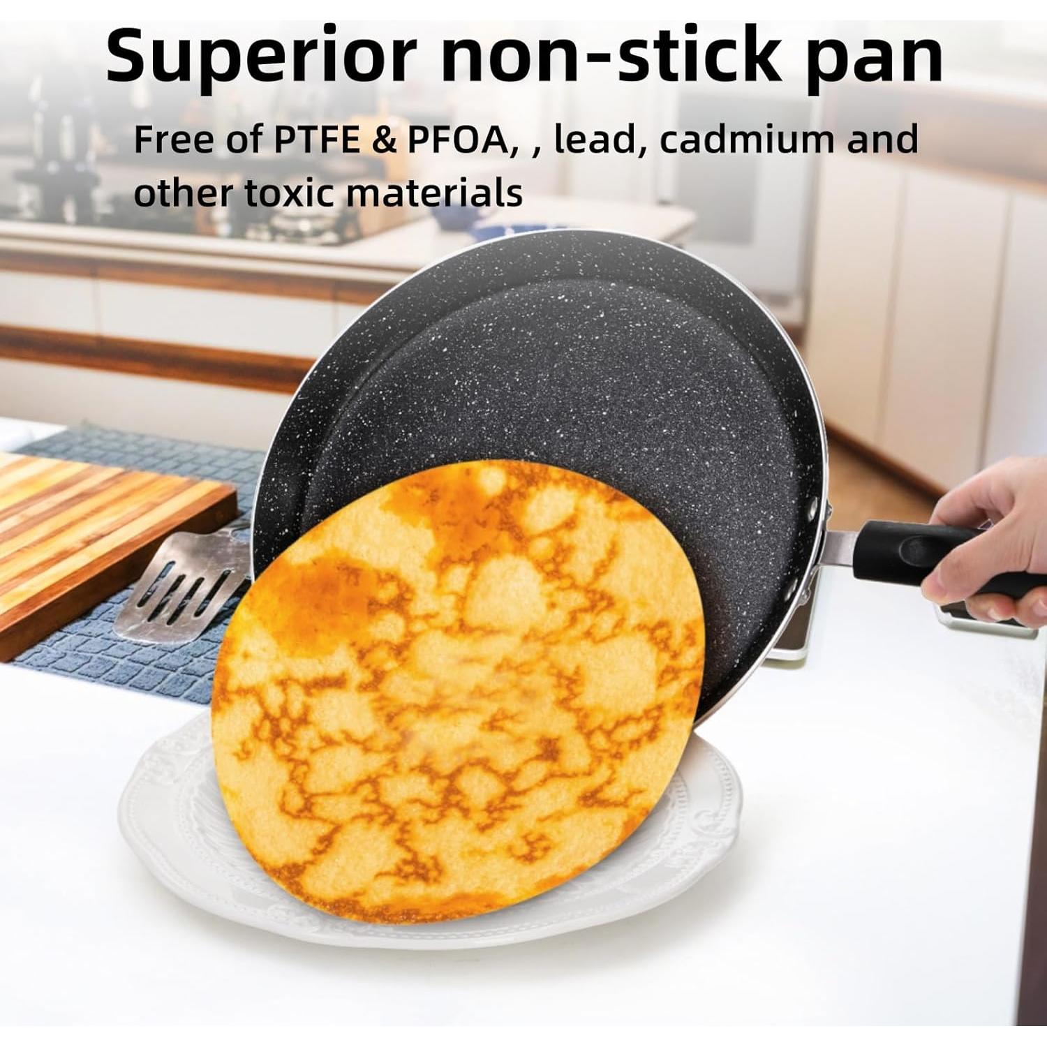 Sartén para Crepes WRINGKIT 25.4 cm Antiadherente con Mango Frío