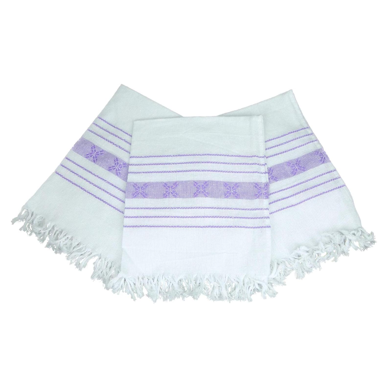 Set de 3 Servilletas Mexicanas Tejidas 100% Algodón Lila