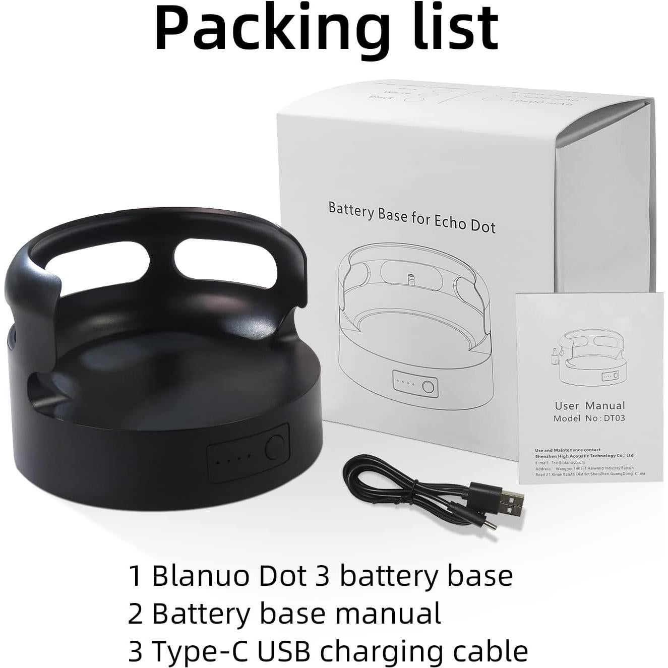 Base de batería Blanou para Echo Dot 3 y Google Mini 2