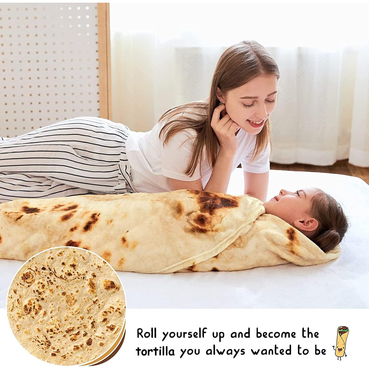 Manta de Tortilla CASOFU Amarilla 119 cm Suave y Divertida