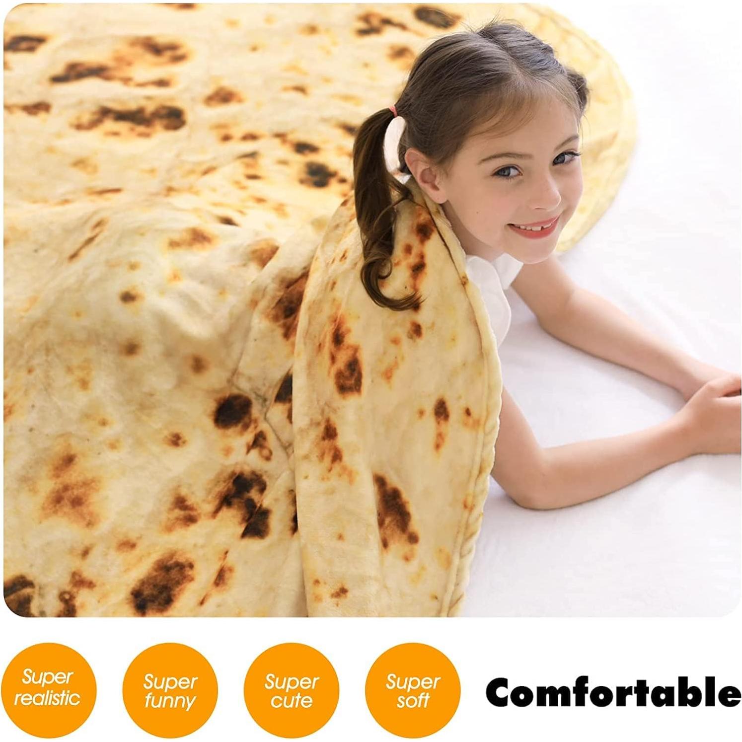 Manta de Tortilla CASOFU Amarilla 119 cm Suave y Divertida