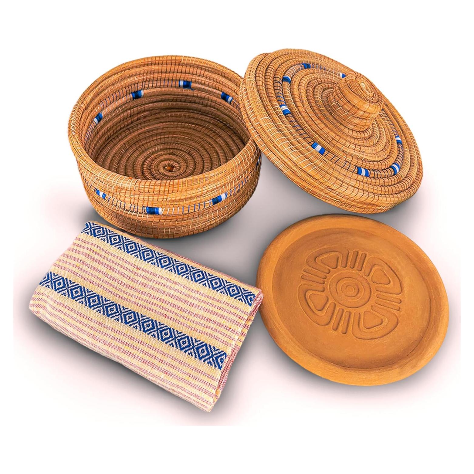 Juego Calentador de Tortillas Axcento 10" Fibra Natural Azul