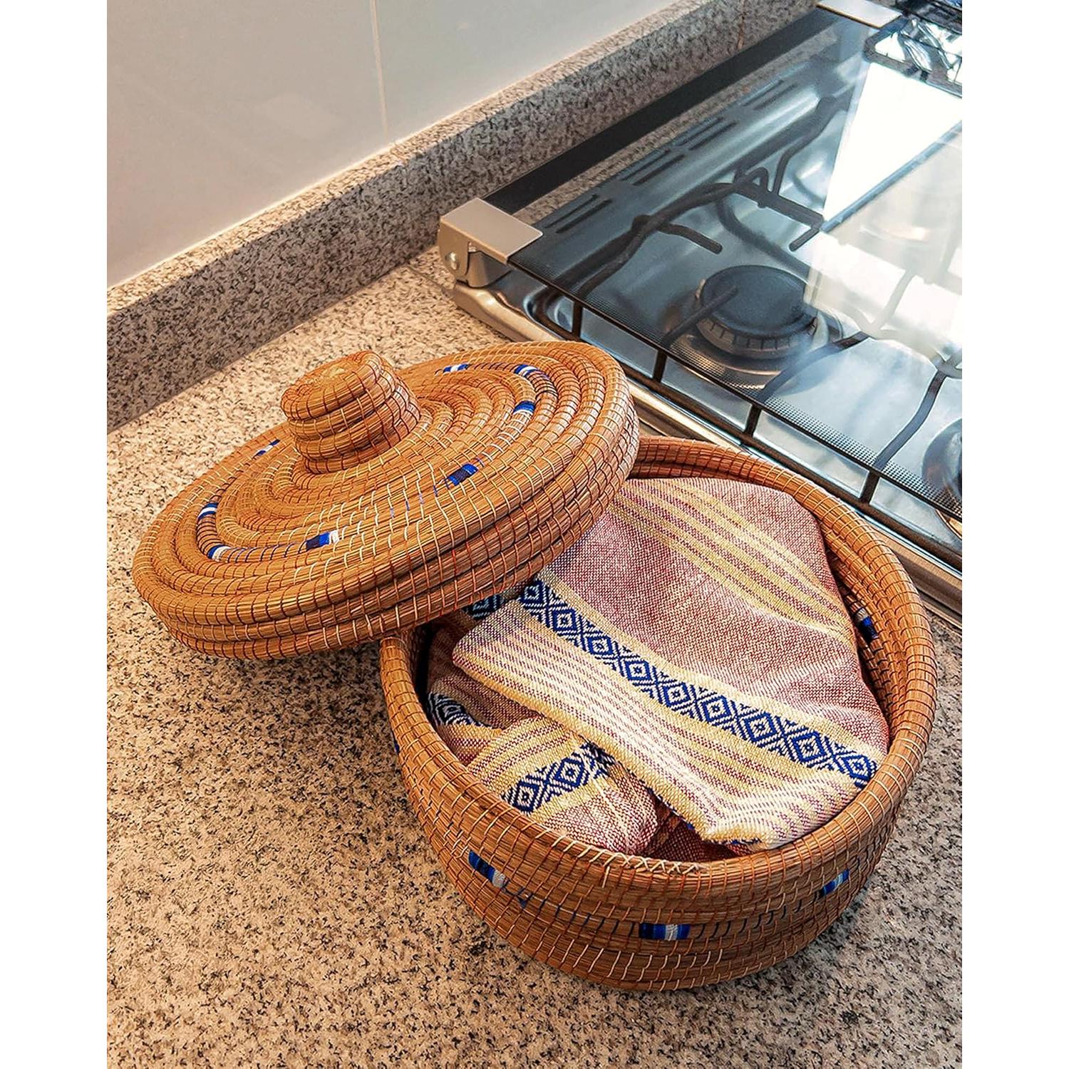 Juego Calentador de Tortillas Axcento 10" Fibra Natural Azul