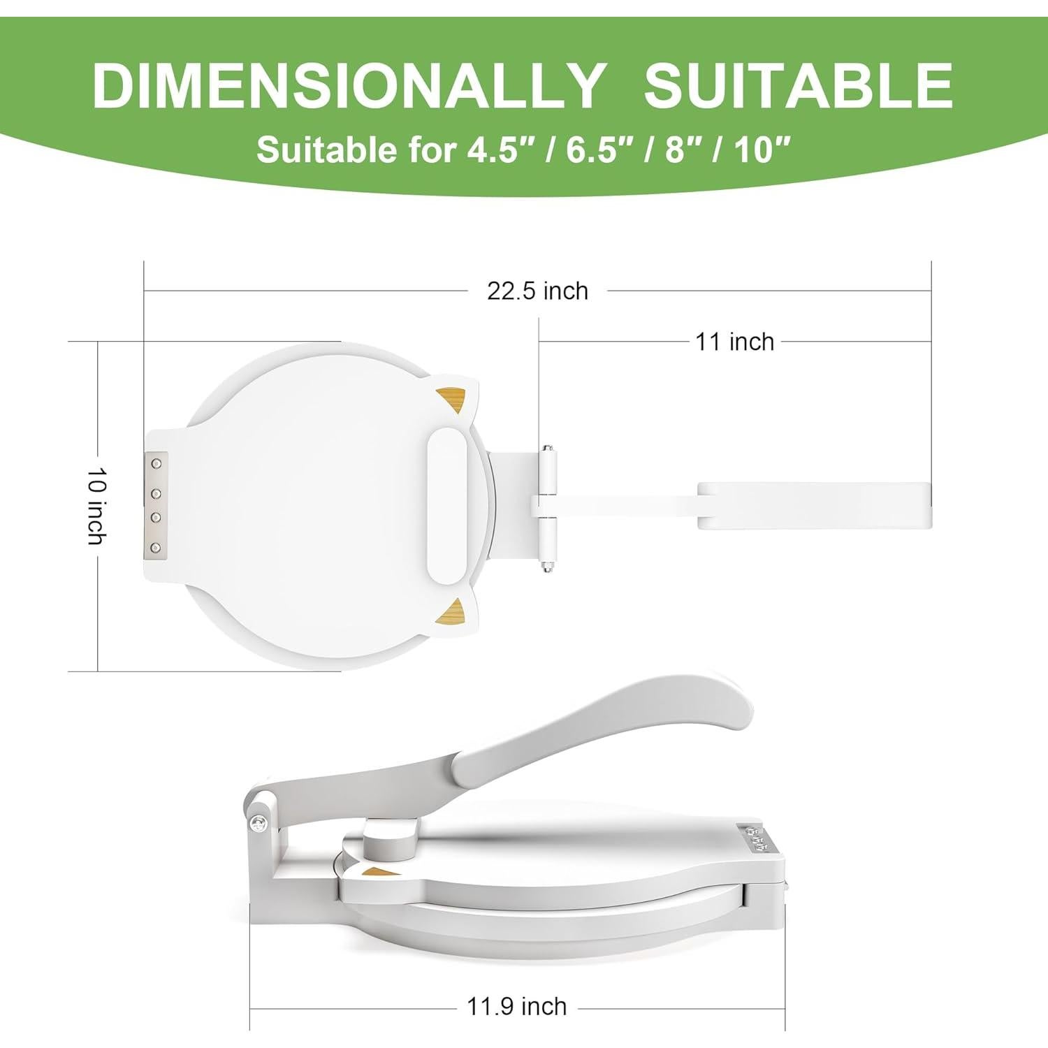 Prensa de Tortilla de Bambú 25.4 cm con 50 Hojas Pergamino