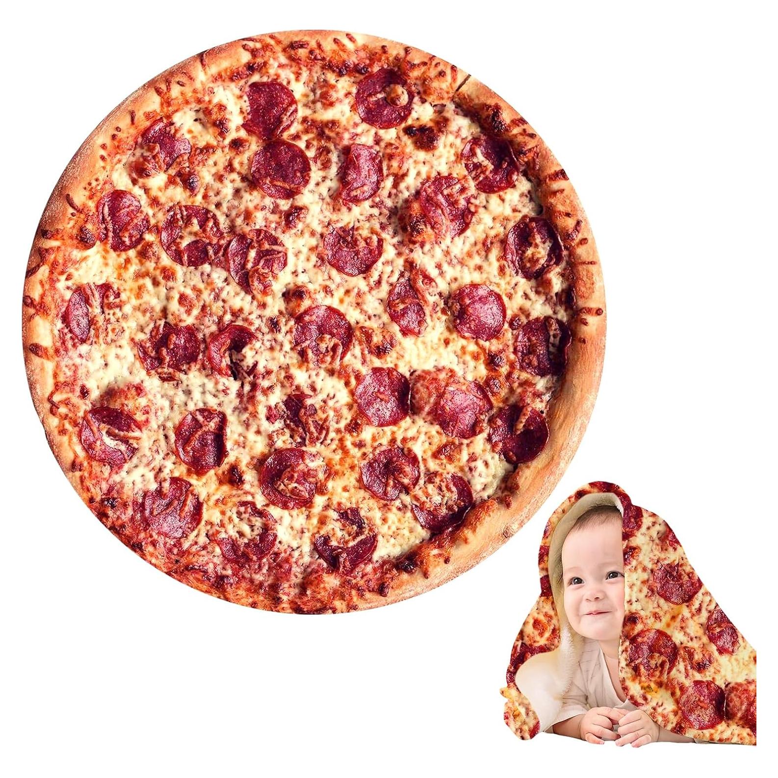 Manta de Franela Redonda Outivity 124 cm Diseño Pizza