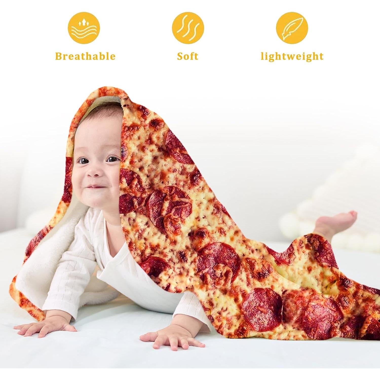 Manta de Franela Redonda Outivity 124 cm Diseño Pizza