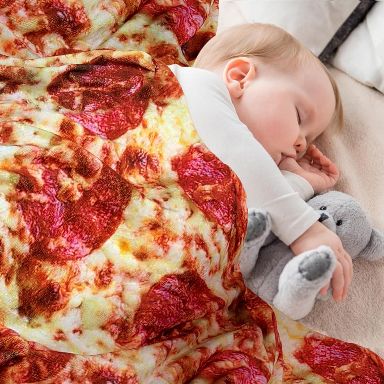 Manta de Franela Redonda Outivity 124 cm Diseño Pizza