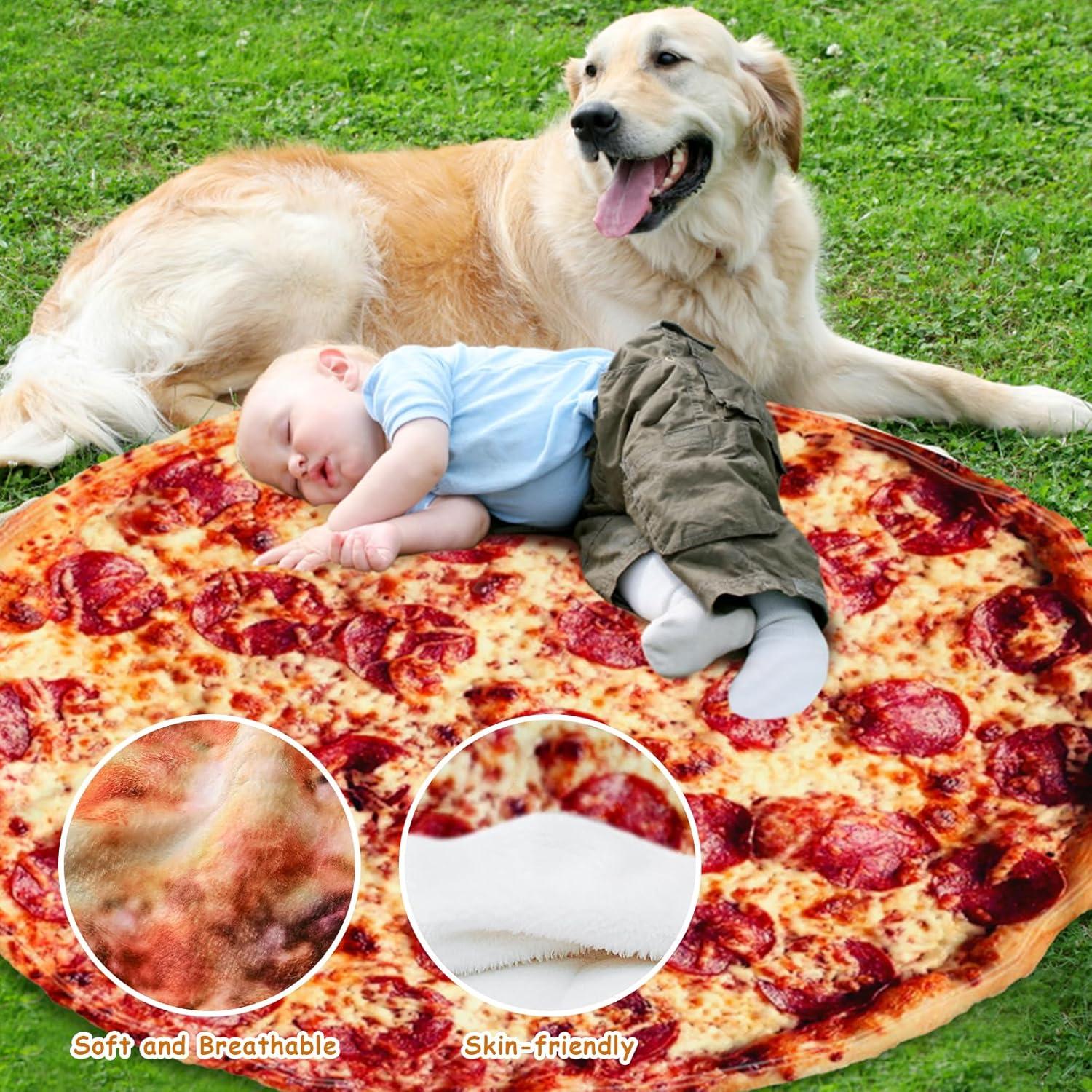 Manta de Franela Redonda Outivity 124 cm Diseño Pizza