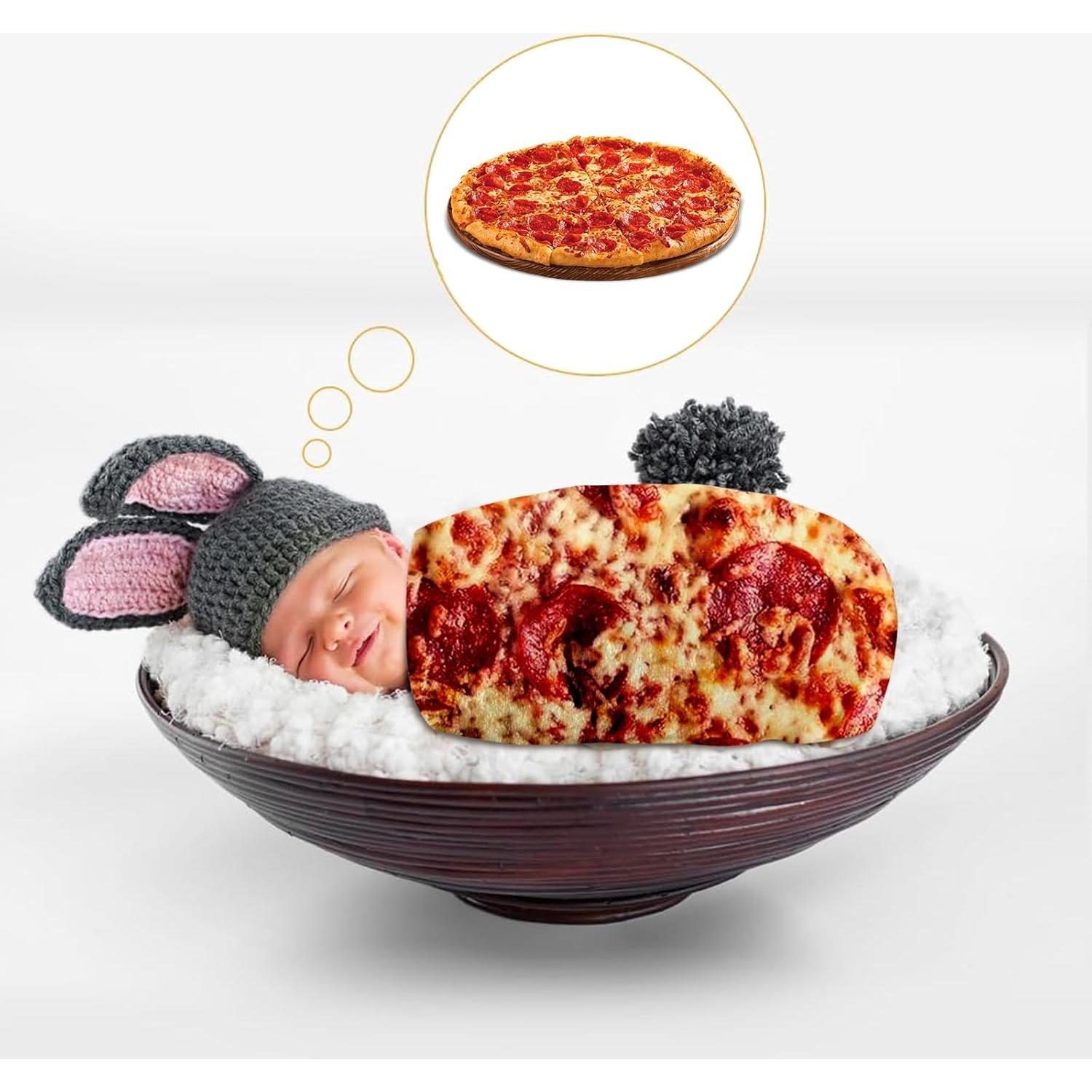 Manta de Franela Redonda Outivity 124 cm Diseño Pizza