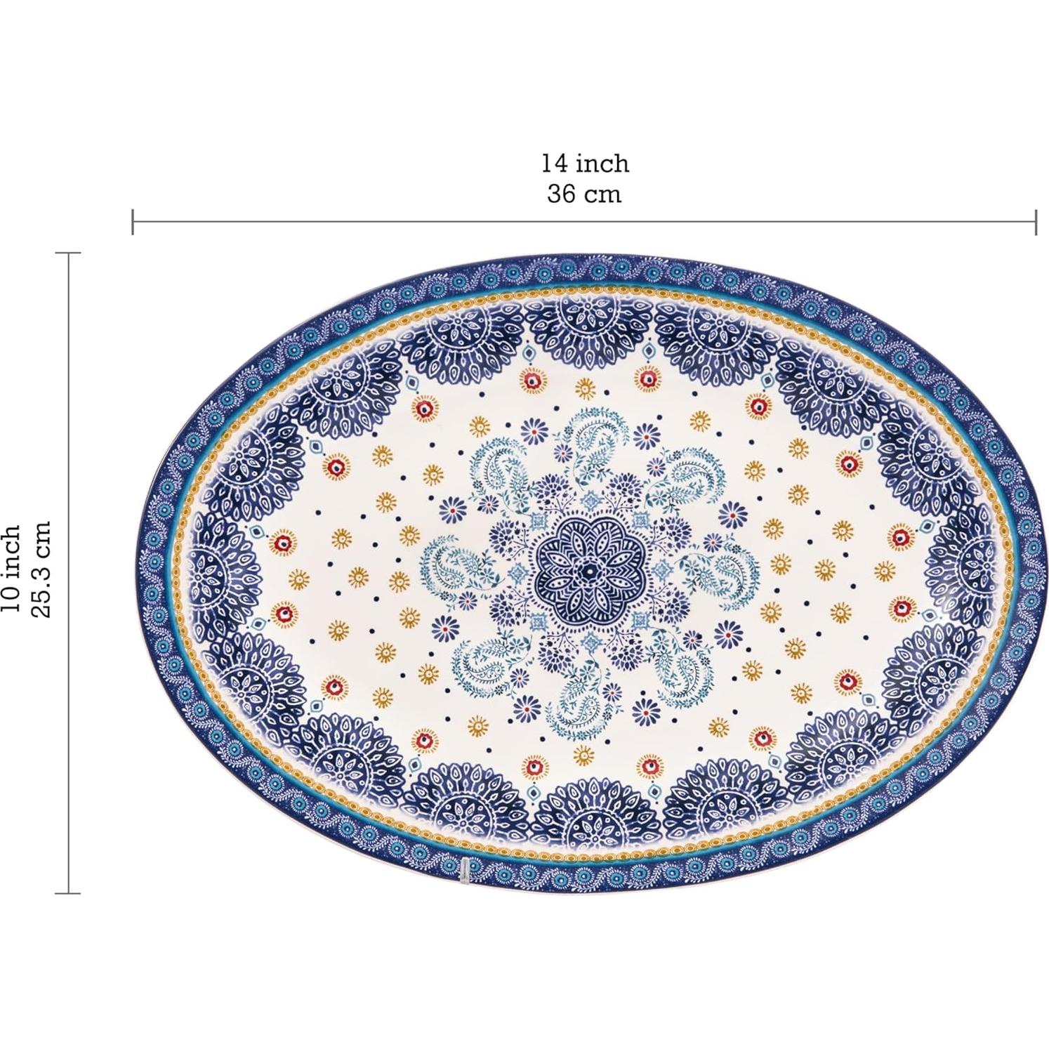Set de 2 Bandejas Ovaladas Bico Azul Talavera 40.6 cm y 35.6 cm