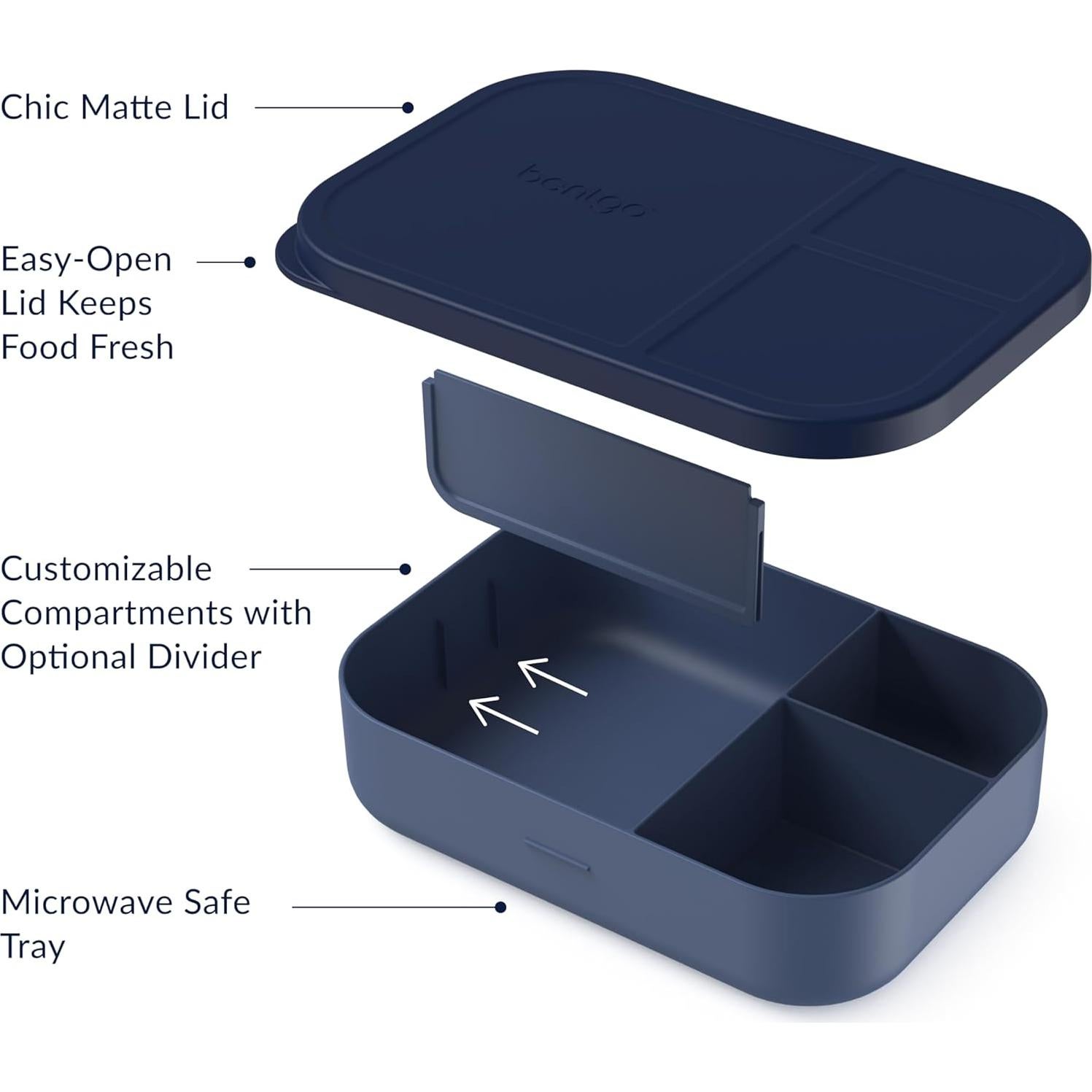 Bandeja Moderna Bentgo Marino con Tapa Mate - 4 Compartimentos