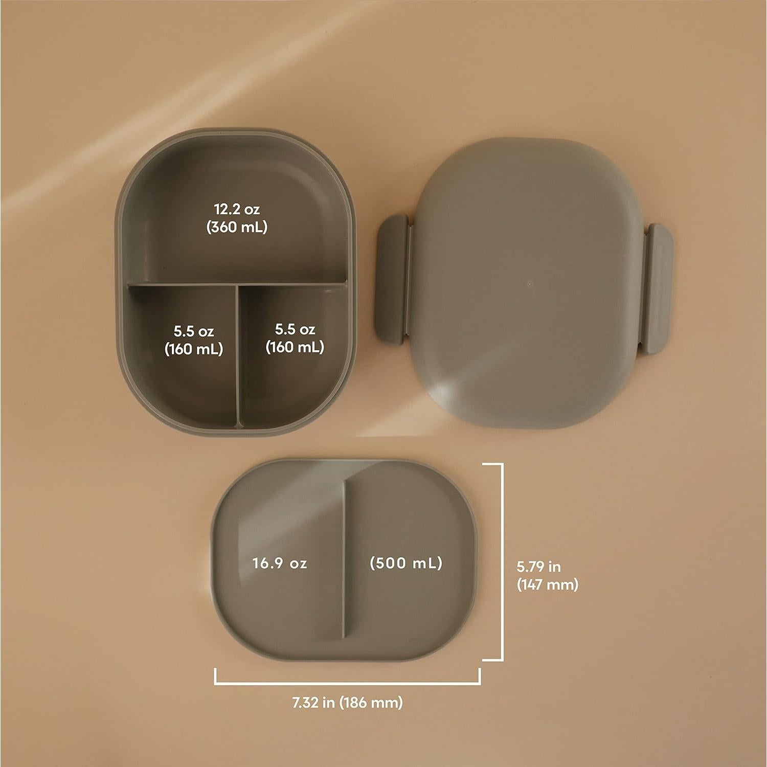 Lonchera Bento Mushie Sage 3 Compartimentos 500ml BPA Free