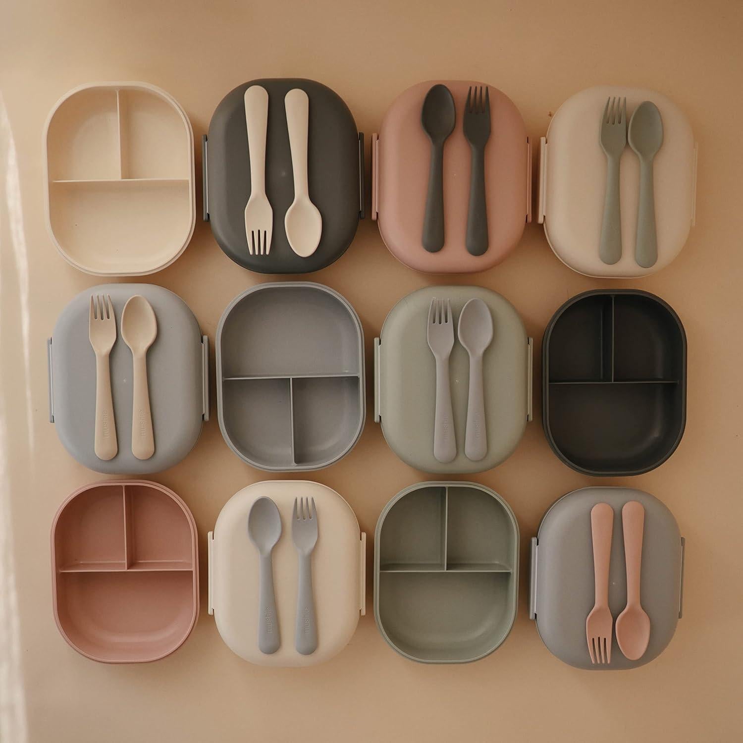 Lonchera Bento Mushie Sage 3 Compartimentos 500ml BPA Free