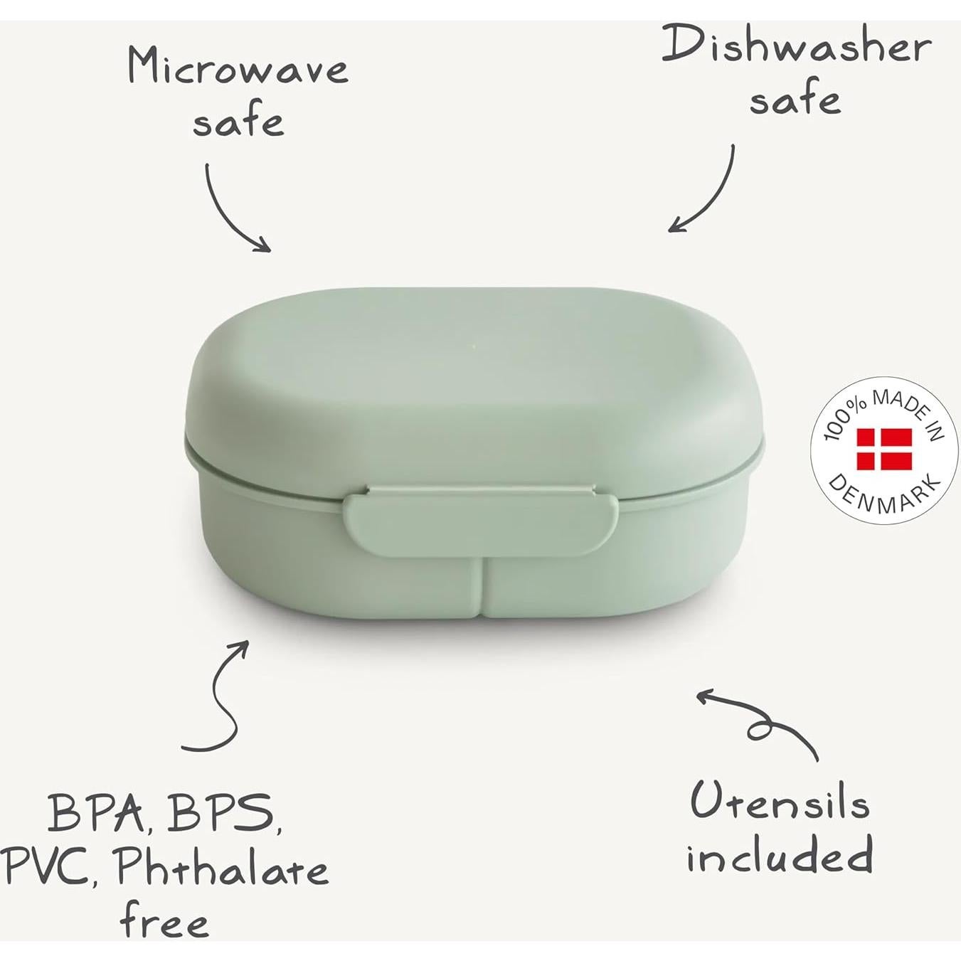 Lonchera Bento Mushie Sage 3 Compartimentos 500ml BPA Free