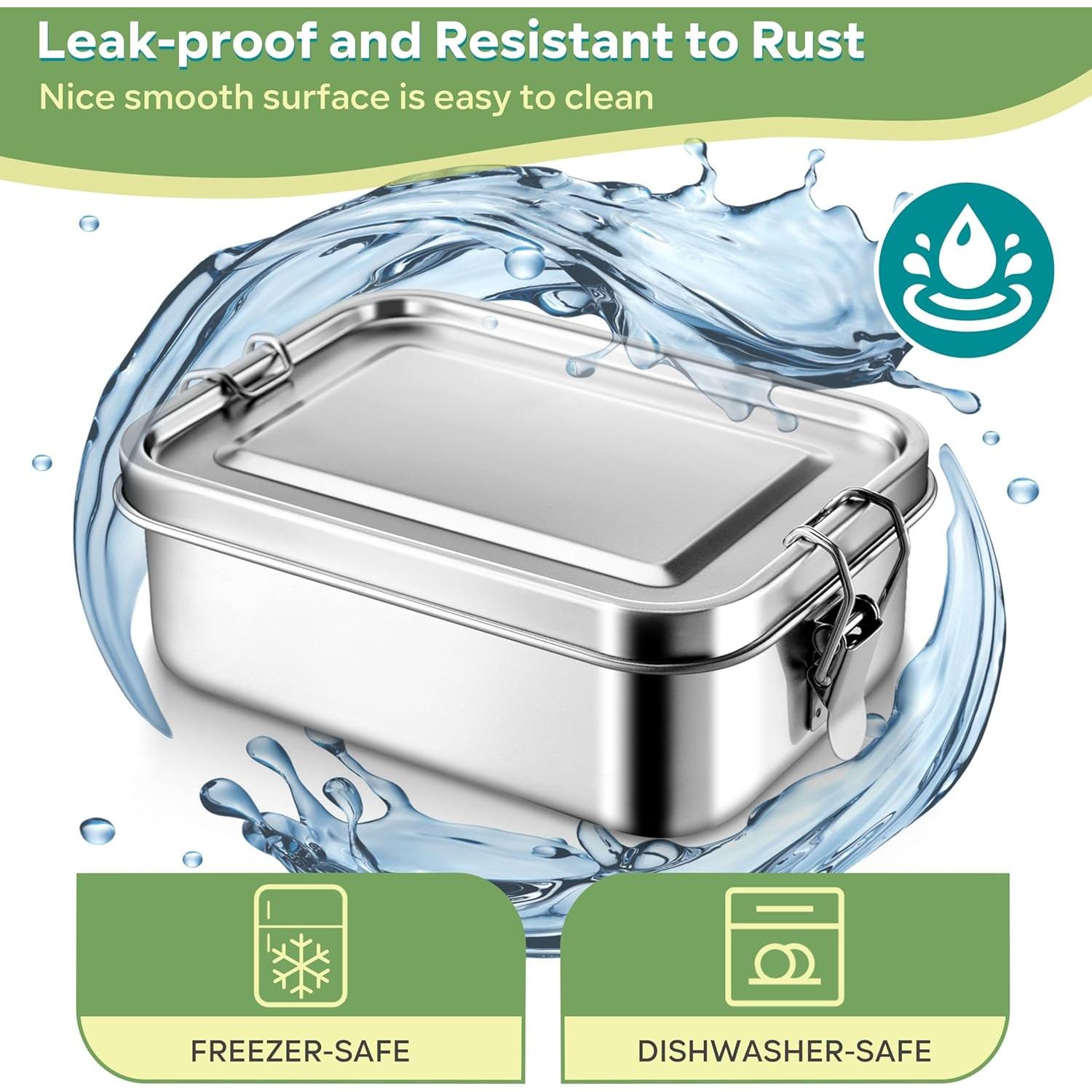 Caja Bento Acero Inoxidable HaWare 850ml con Divisores y Bolsa