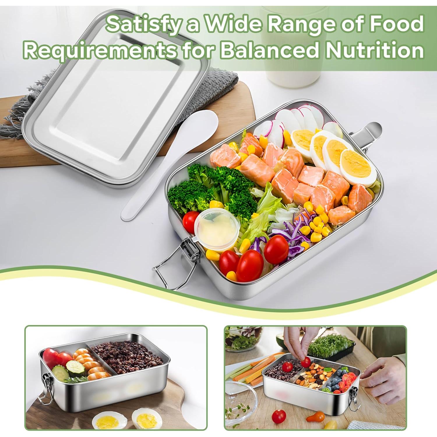 Caja Bento Acero Inoxidable HaWare 850ml con Divisores y Bolsa