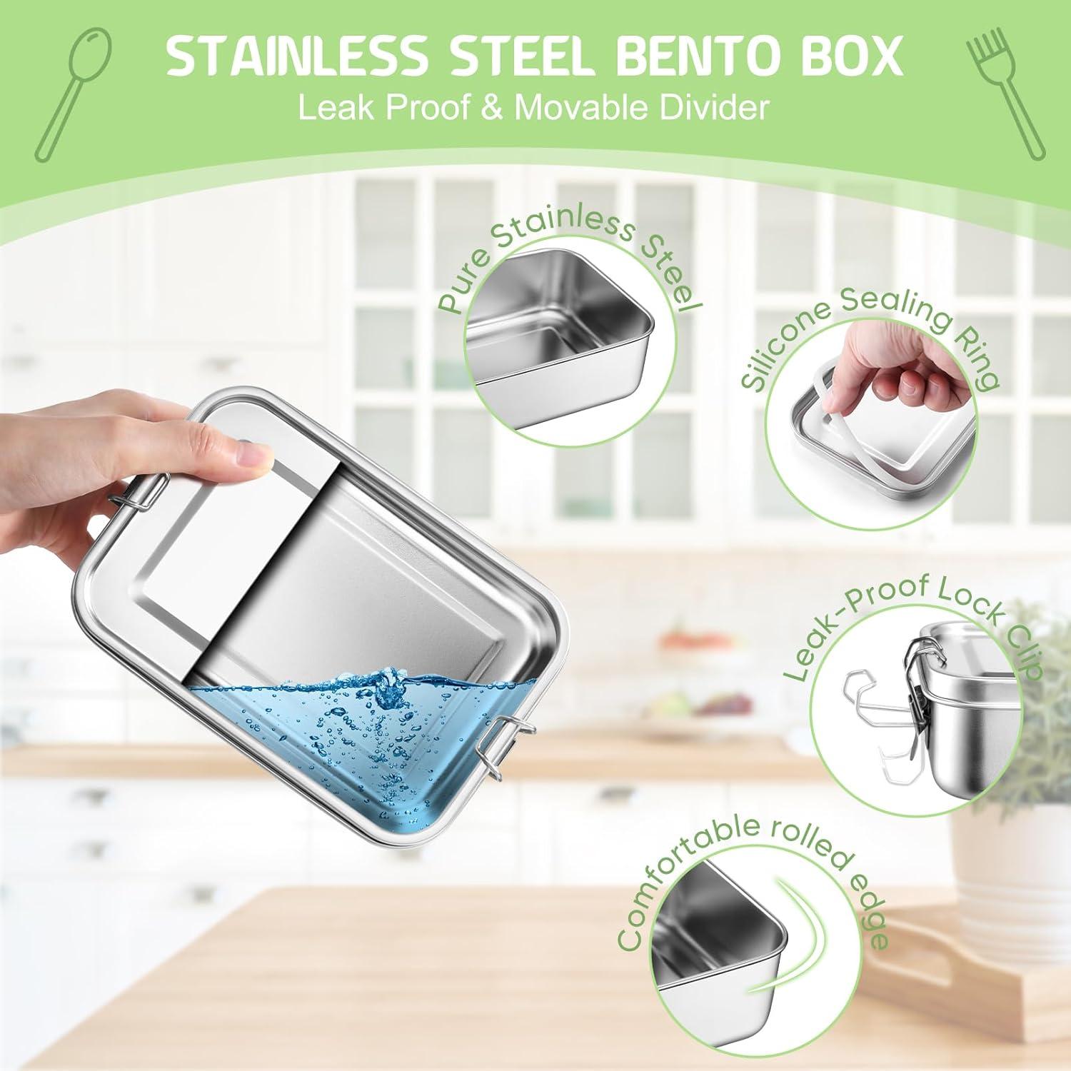 Caja Bento de Acero Inoxidable TeamFar 850ml con Divisores