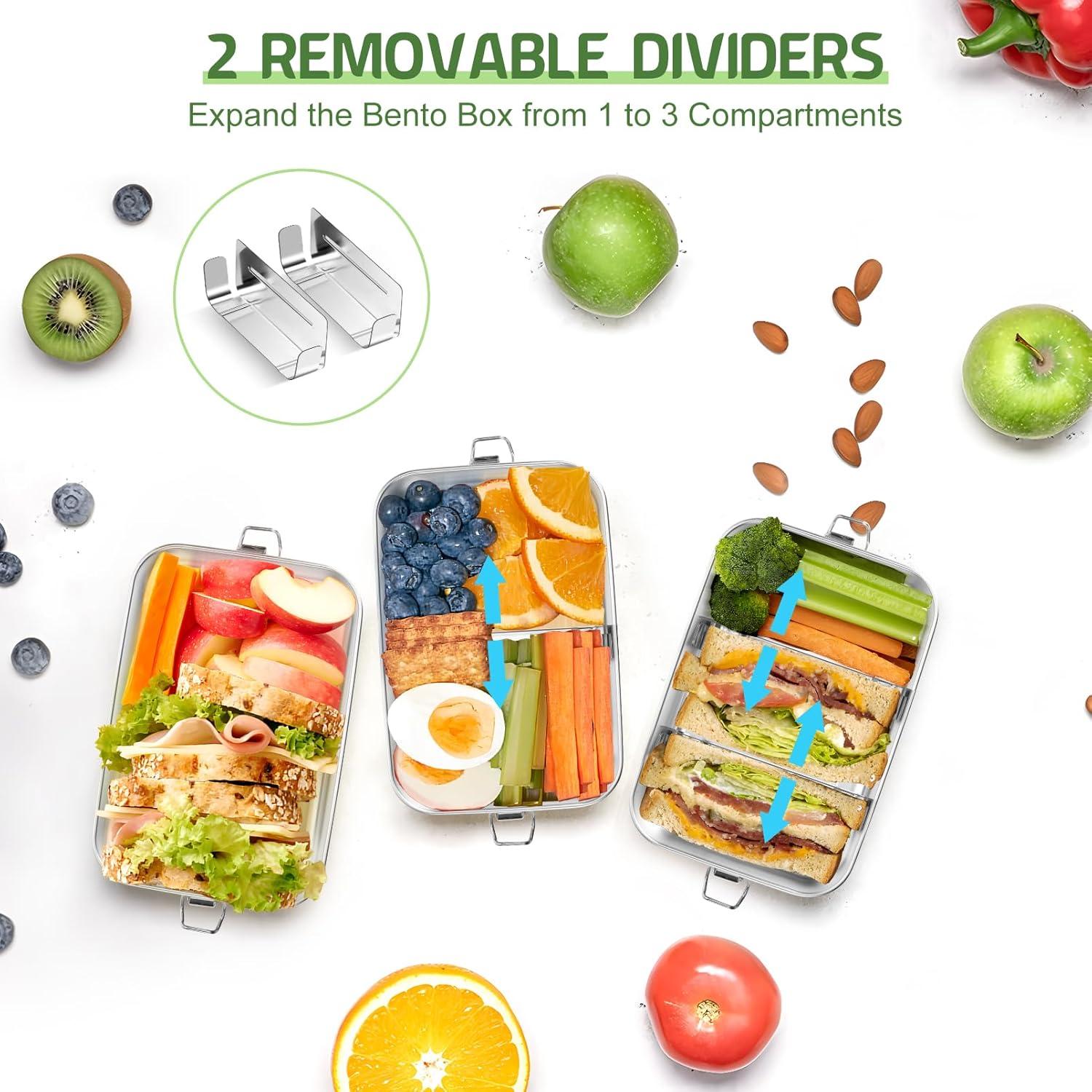 Caja Bento de Acero Inoxidable TeamFar 850ml con Divisores