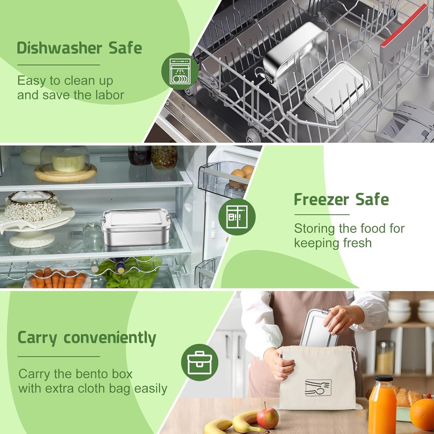 Caja Bento de Acero Inoxidable TeamFar 850ml con Divisores