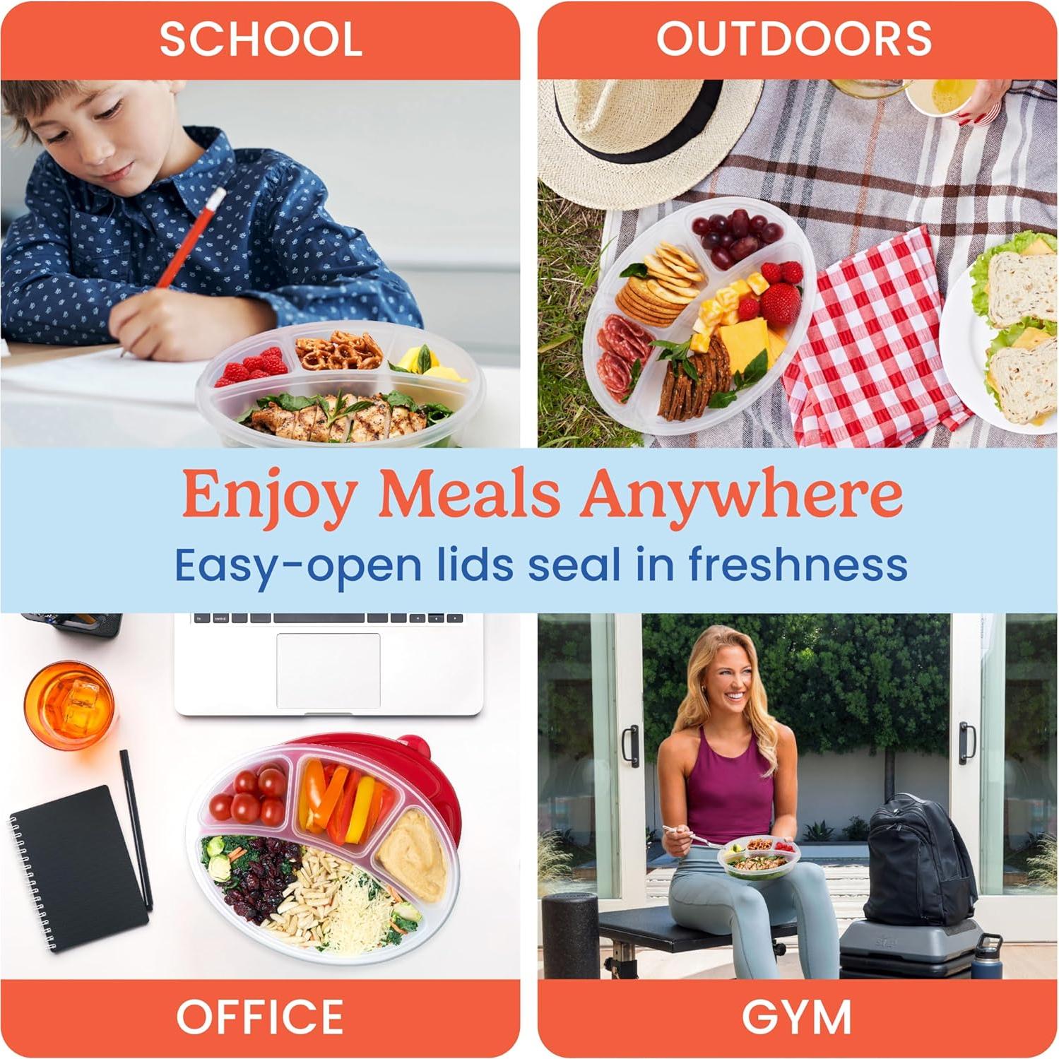 Contenedores Ovalados Bentgo Easyboxes 4 Compartimentos Set 8 Piezas