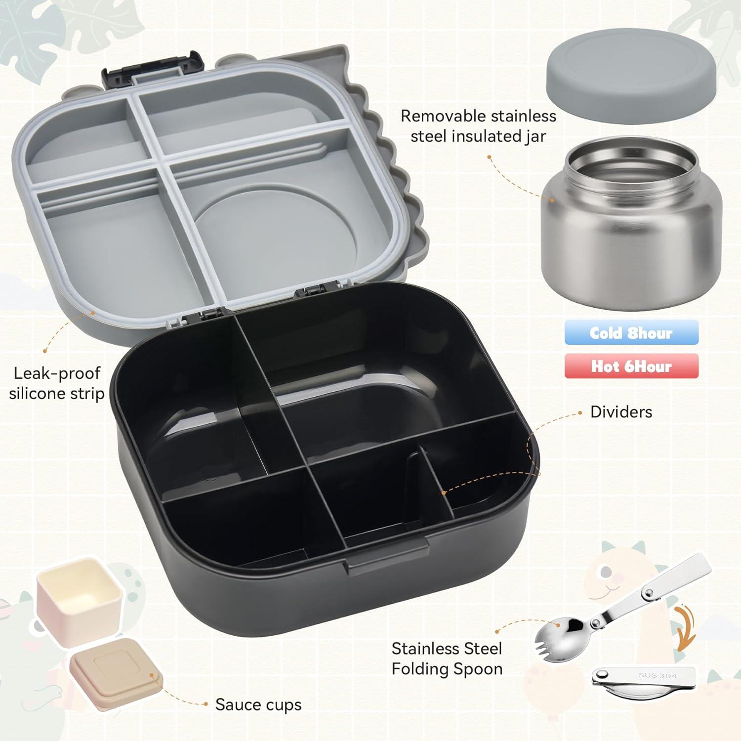 Caja de Almuerzo Bento Pawtong con Termo 400ml y 4 Compartimentos
