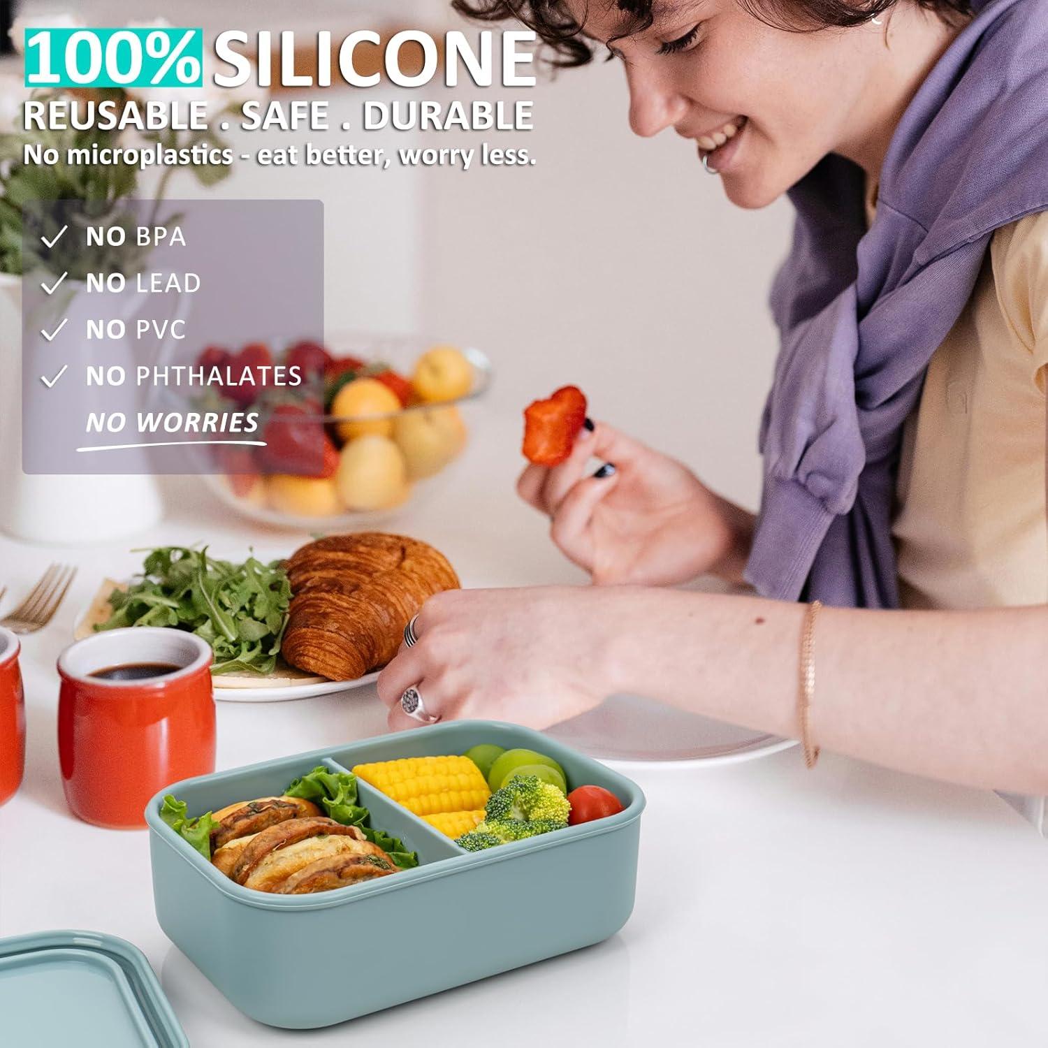 Caja Bento de Silicona Annaklin 24oz 2 Compartimentos Verde