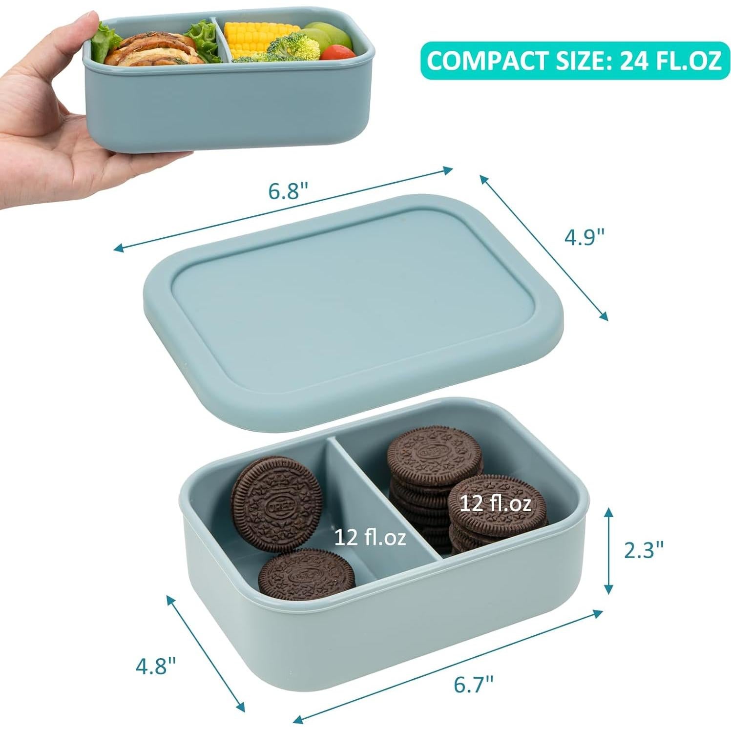 Caja Bento de Silicona Annaklin 24oz 2 Compartimentos Verde