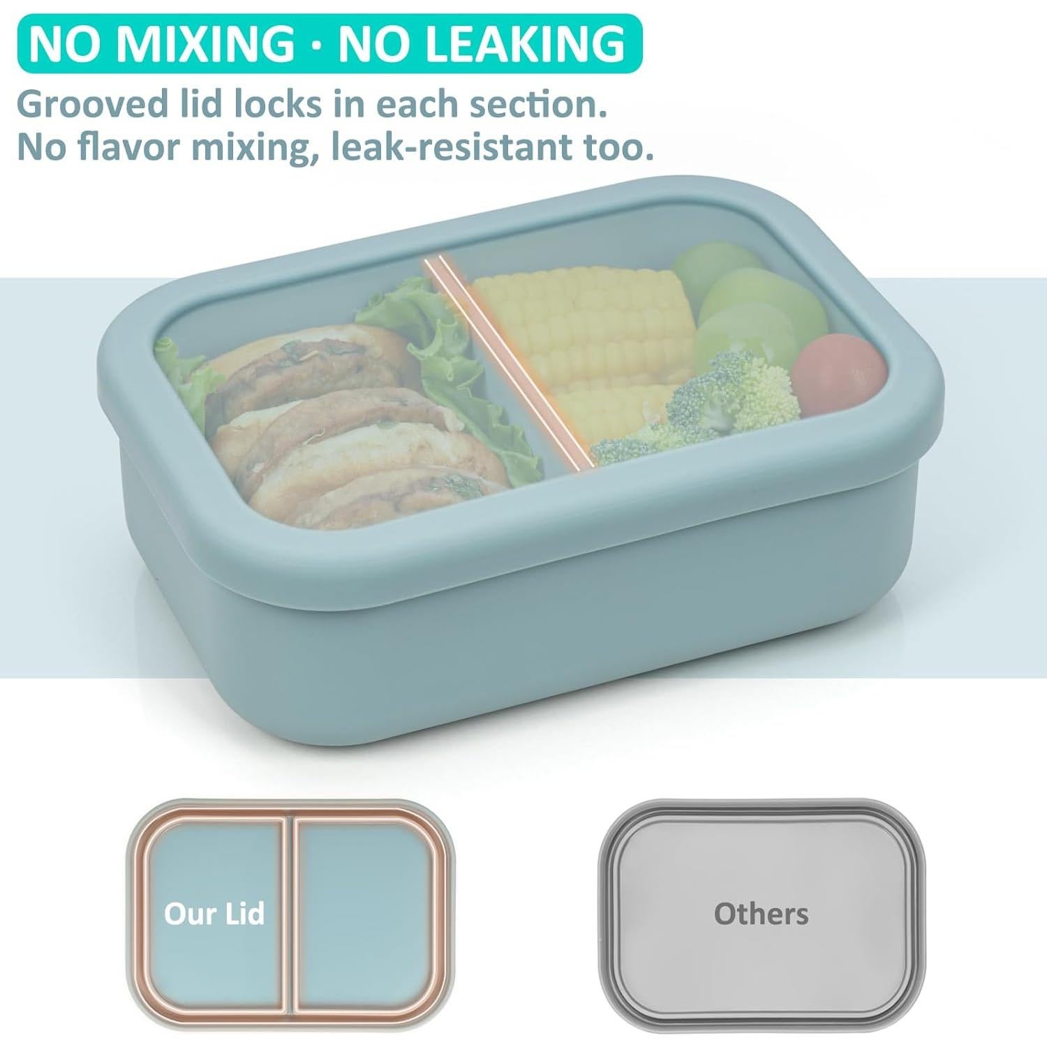 Caja Bento de Silicona Annaklin 24oz 2 Compartimentos Verde
