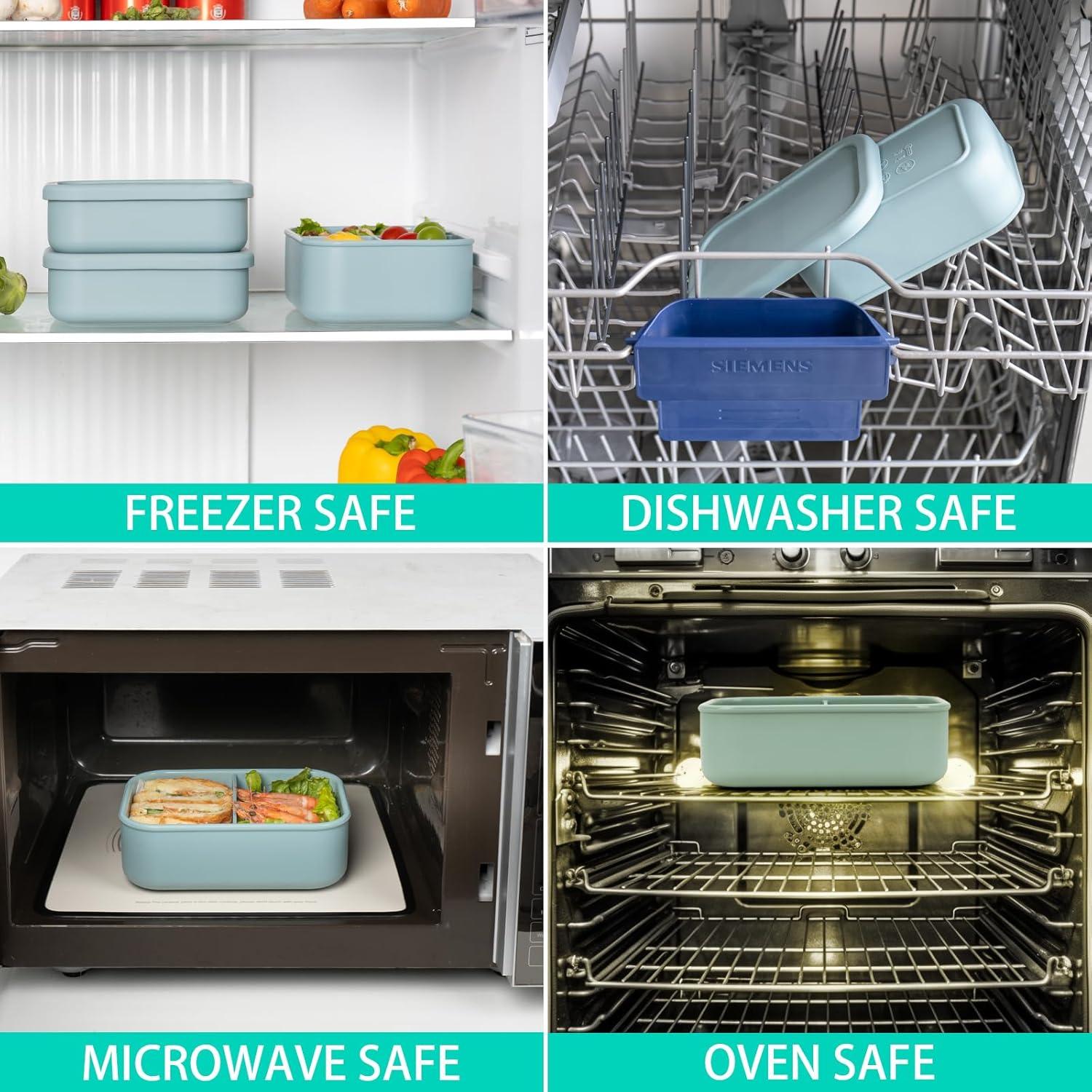 Caja Bento de Silicona Annaklin 24oz 2 Compartimentos Verde