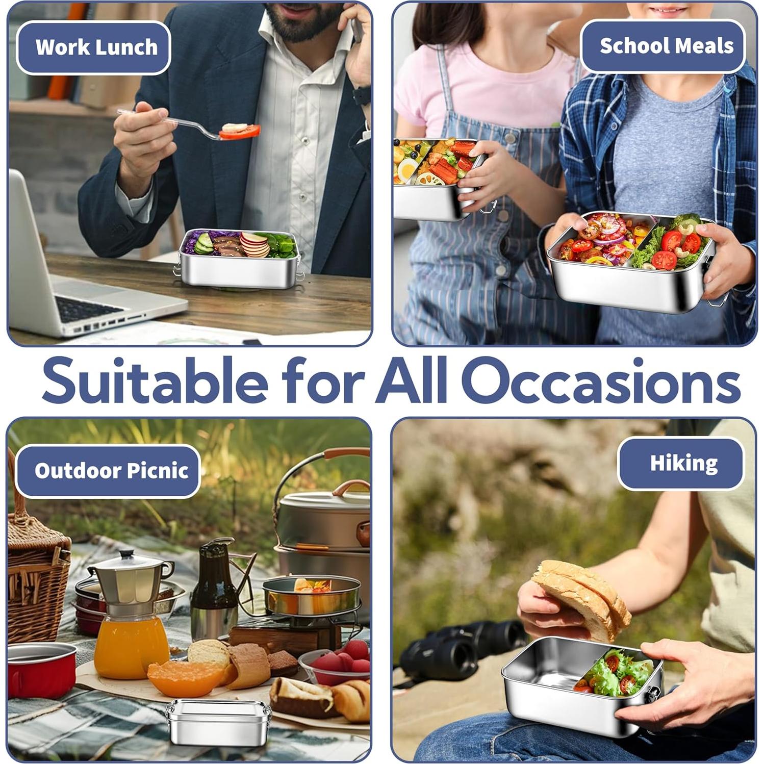 Caja Bento de Acero Inoxidable E-far 850ml a Prueba de Fugas