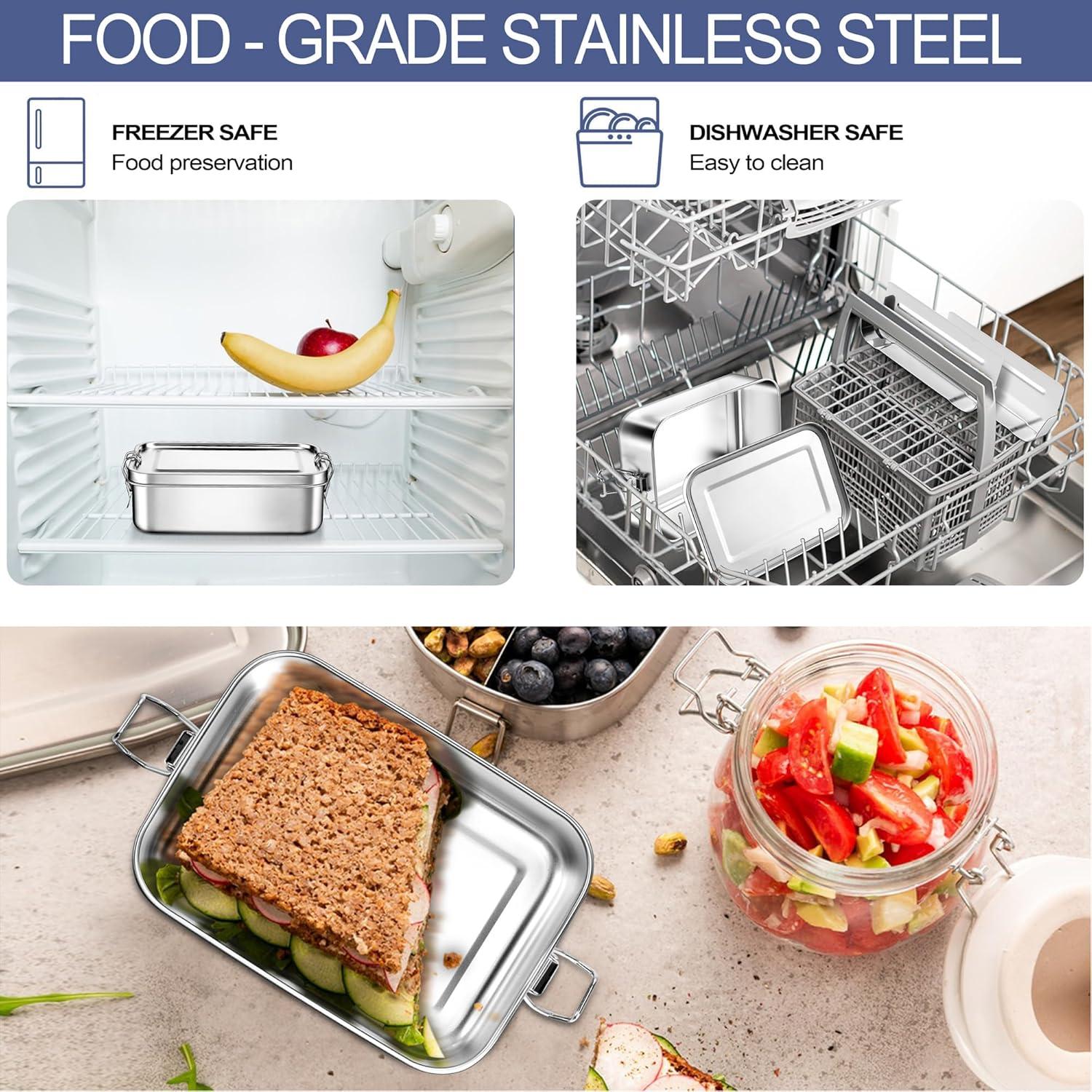 Caja Bento de Acero Inoxidable E-far 850ml a Prueba de Fugas