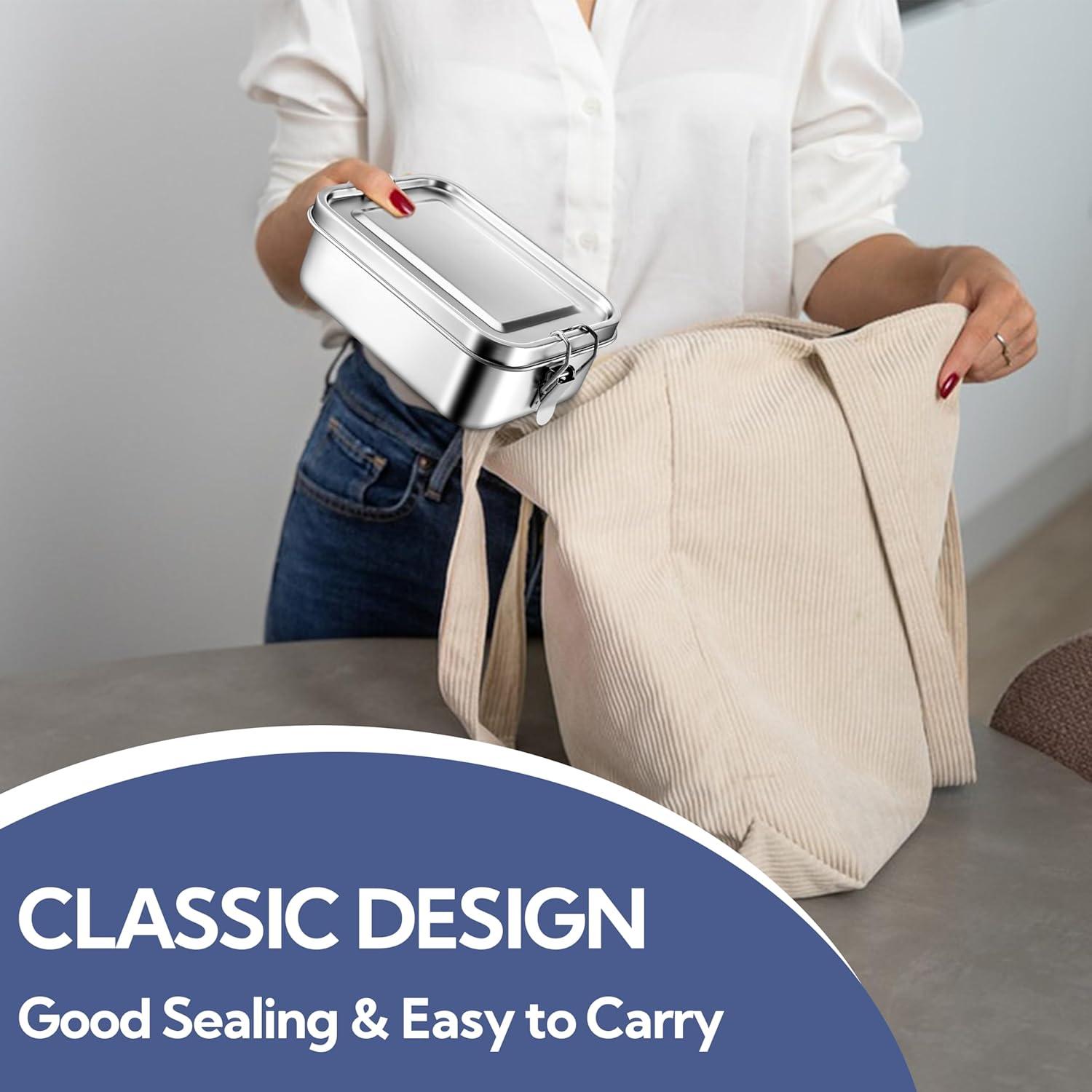 Caja Bento de Acero Inoxidable E-far 850ml a Prueba de Fugas