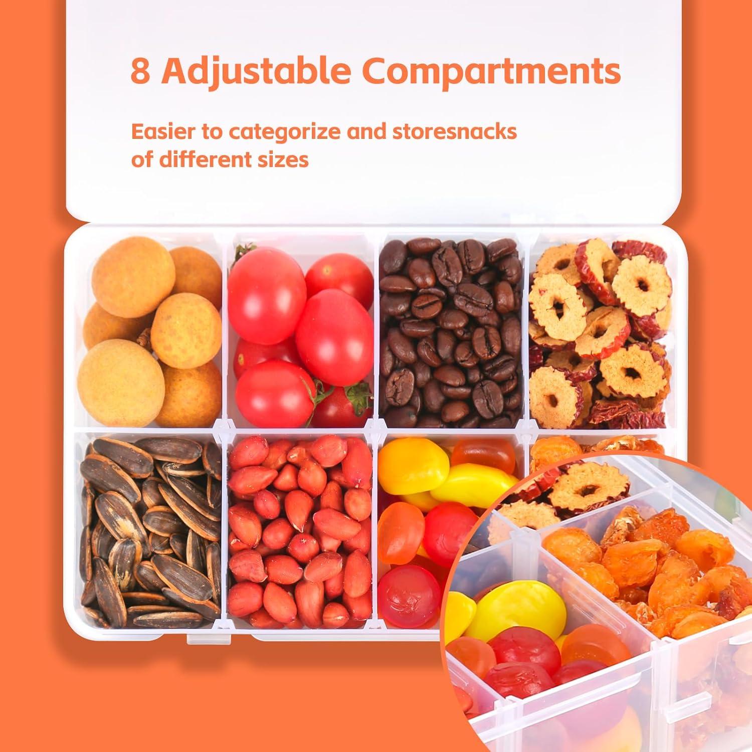 Contenedor de Snacks AQSXO 8 Compartimentos Reutilizable 284g