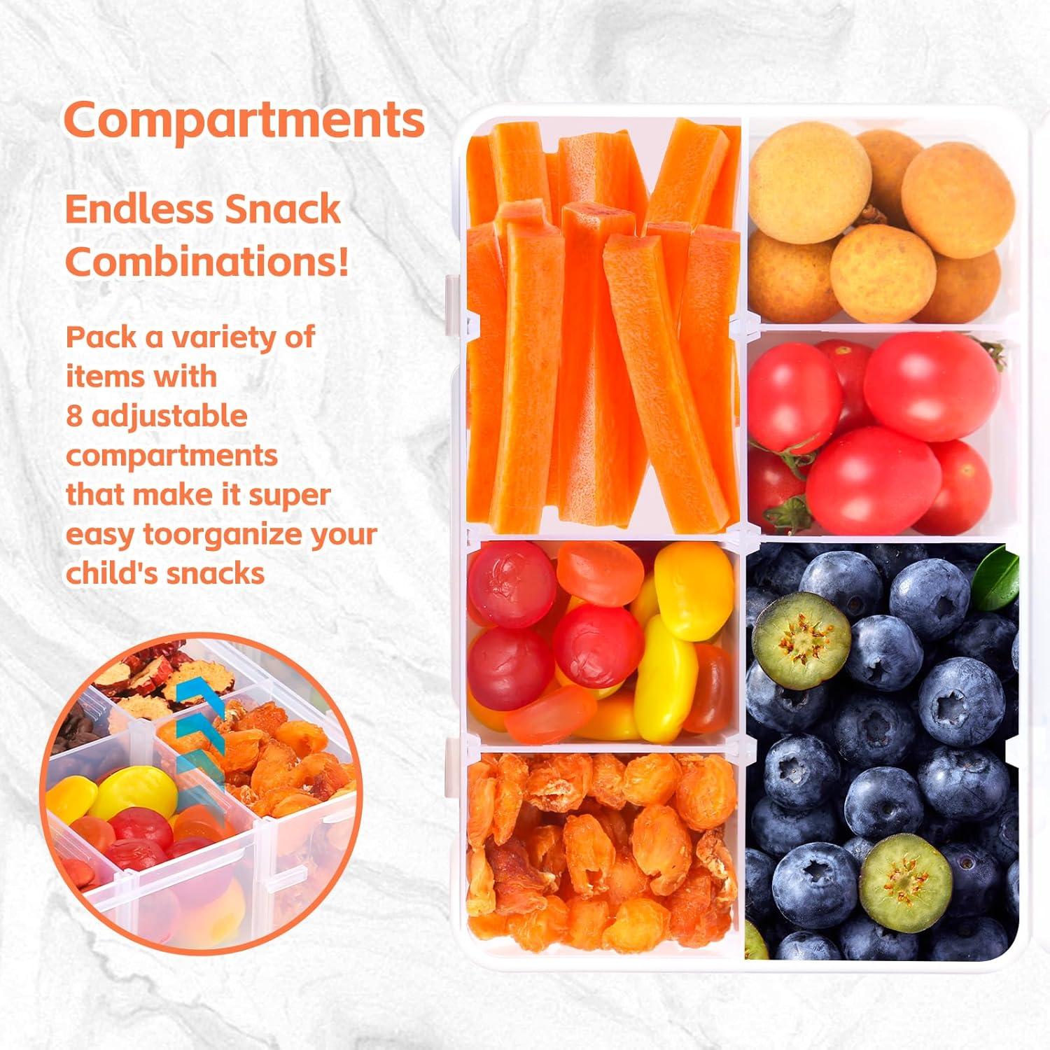 Contenedor de Snacks AQSXO 8 Compartimentos Reutilizable 284g