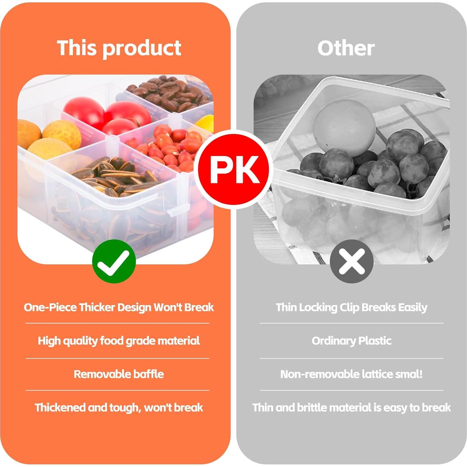 Contenedor de Snacks AQSXO 8 Compartimentos Reutilizable 284g