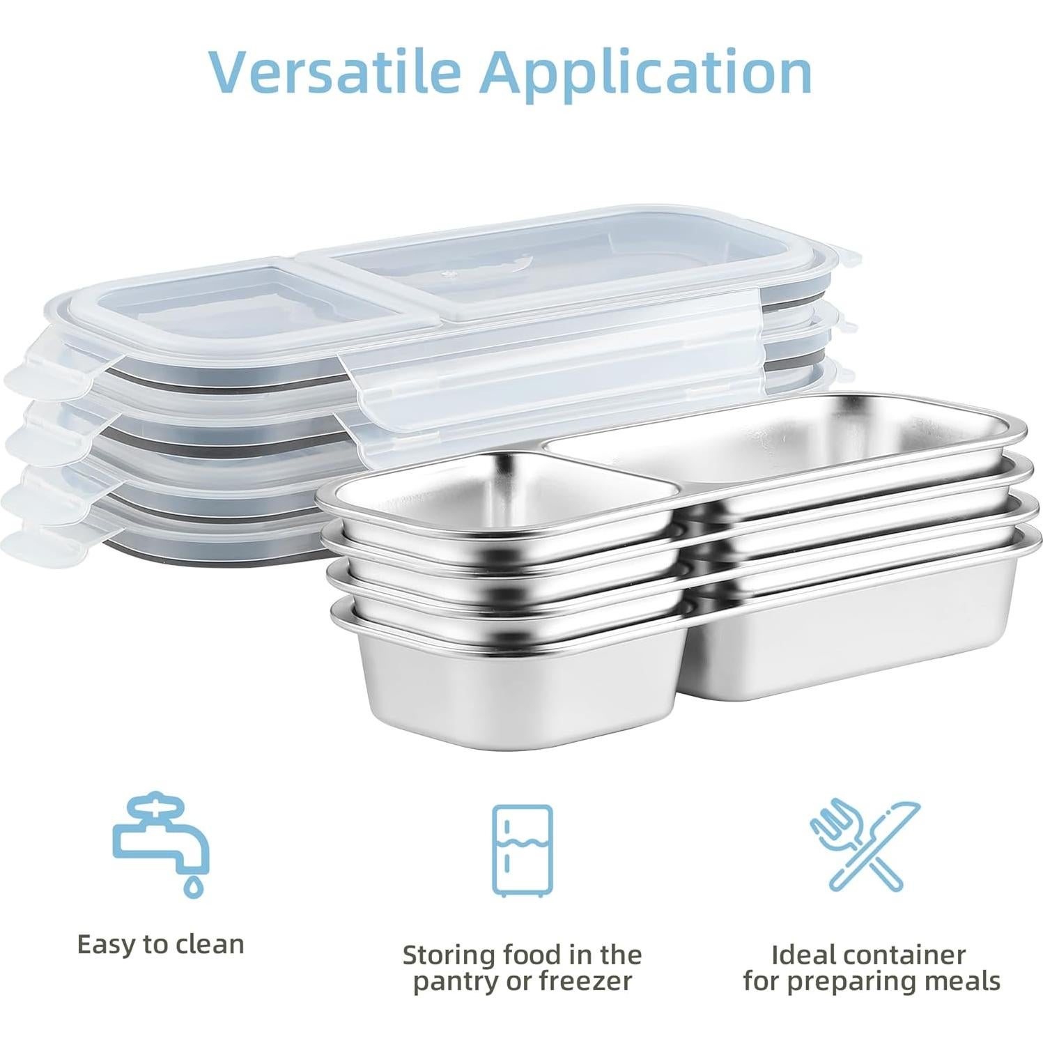 Contenedores de Aperitivos BEFOY Acero Inoxidable 4 Piezas 3 Compartimentos