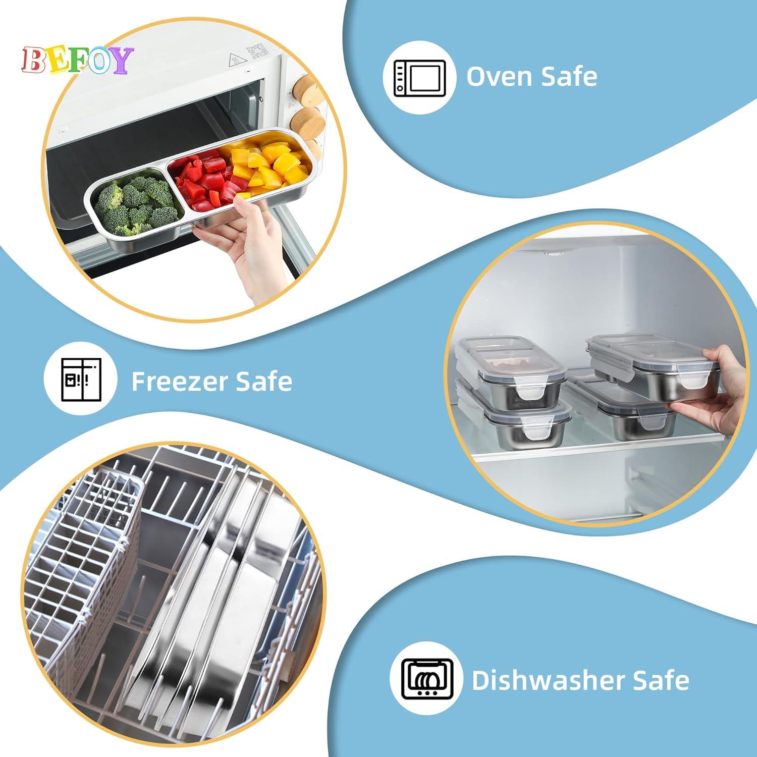 Contenedores de Aperitivos BEFOY Acero Inoxidable 4 Piezas 3 Compartimentos