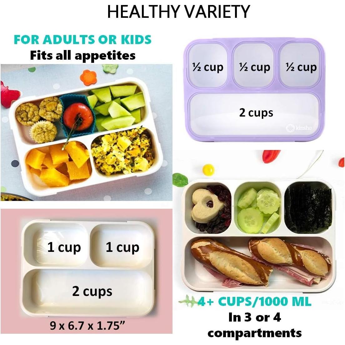 Caja Bento Kinsho 4 Compartimentos Unicornio y Flores Rosadas