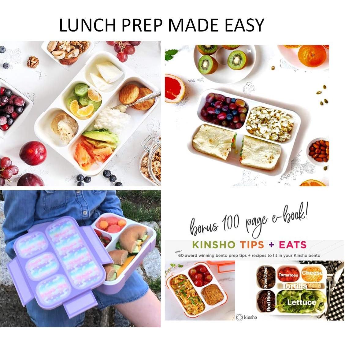 Caja Bento Kinsho 4 Compartimentos Unicornio y Flores Rosadas