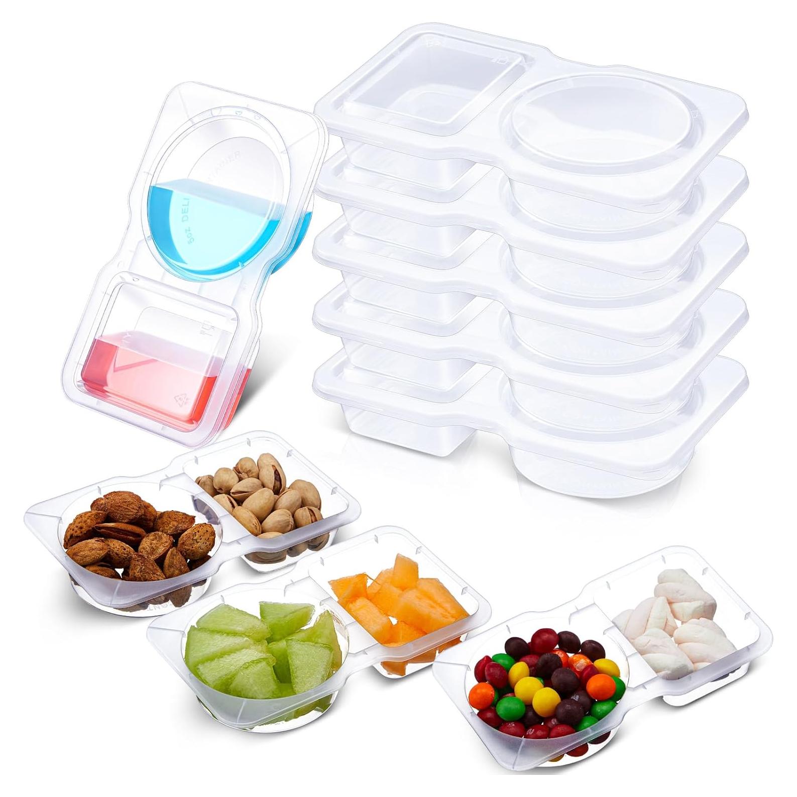 10 Contenedores de Snack Doble Compartimento Blushtier 15x9 cm